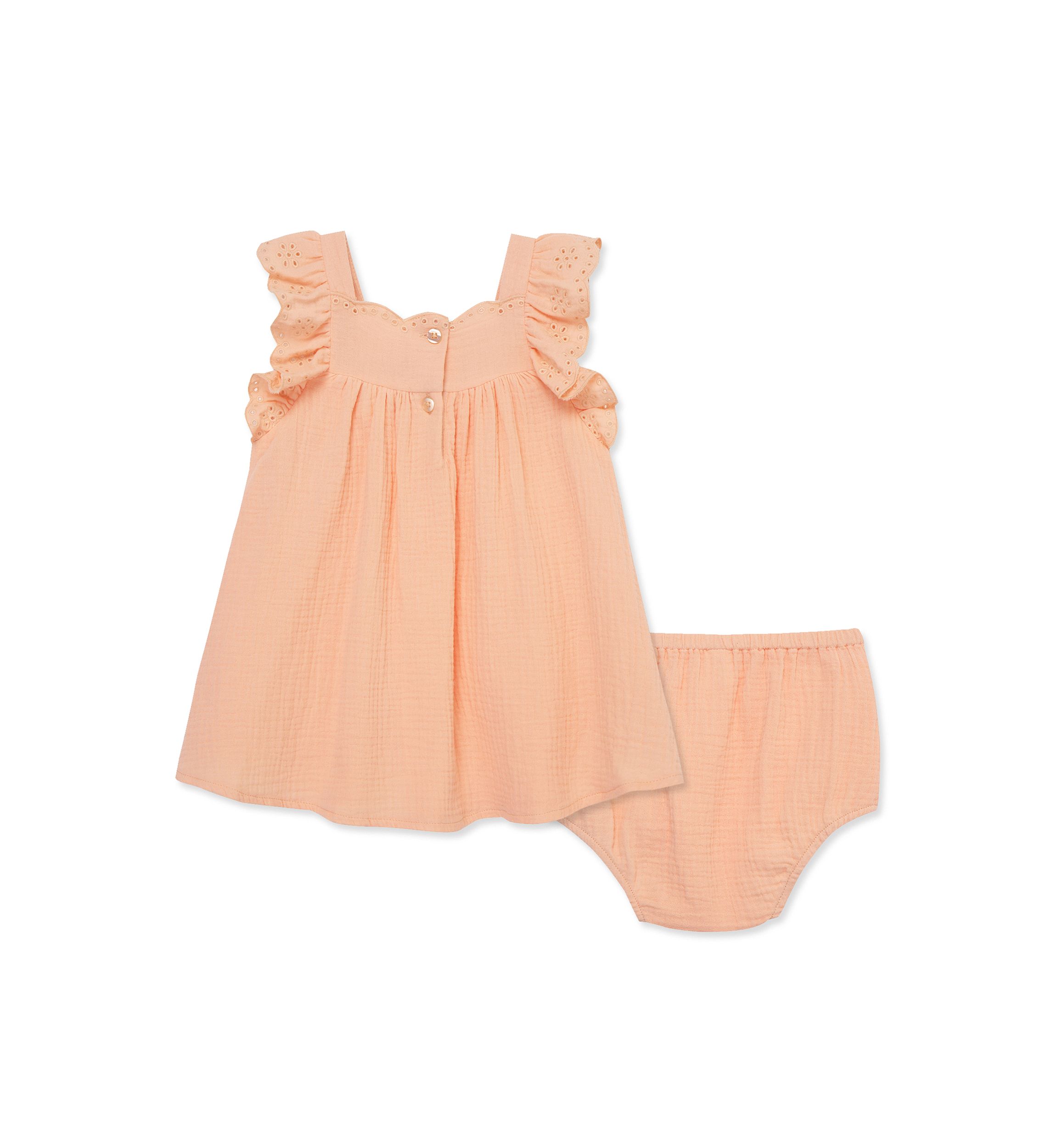 Baby Girls Peach Sundress with Diaper Cover