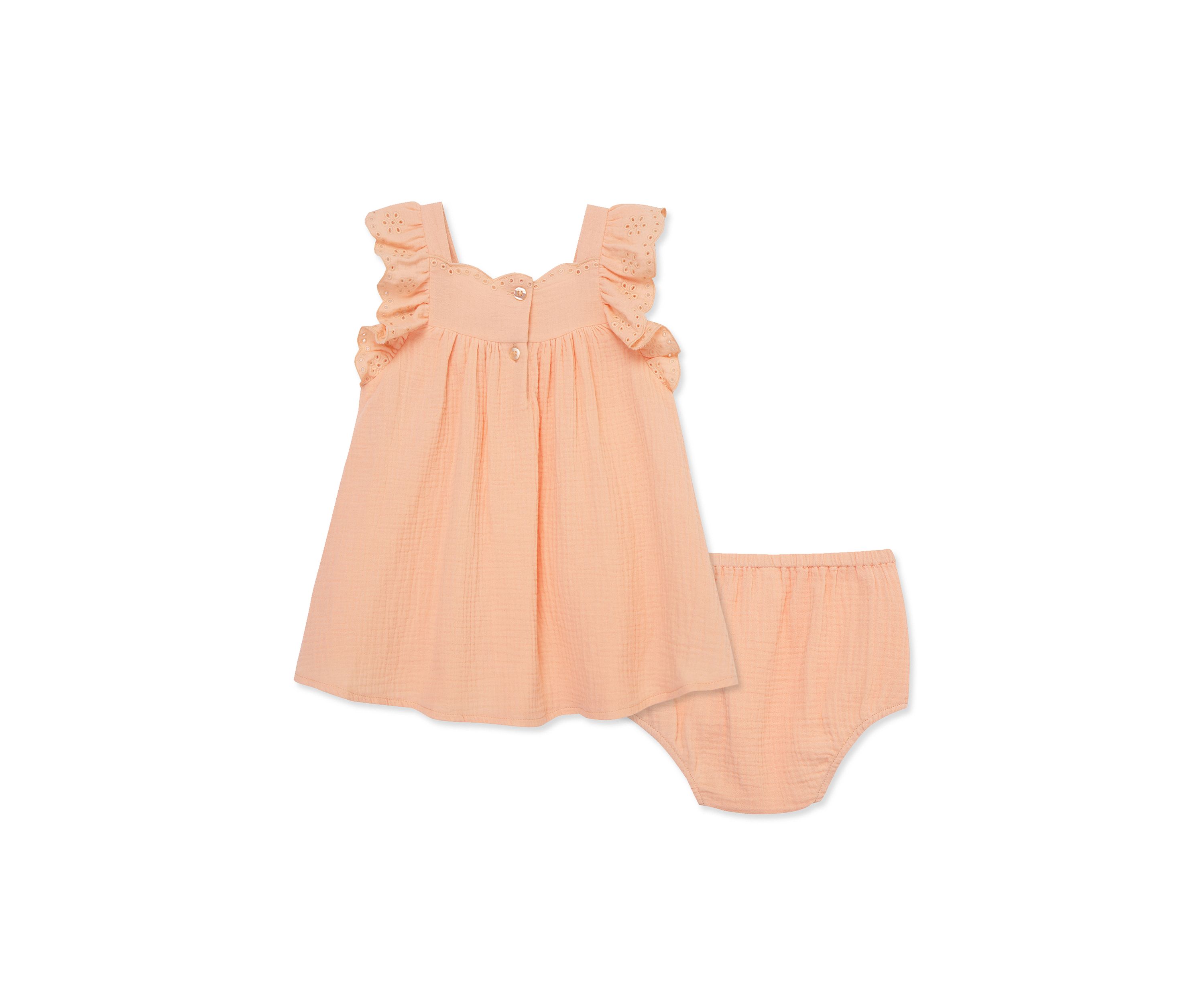 Baby Girls Peach Sundress with Diaper Cover