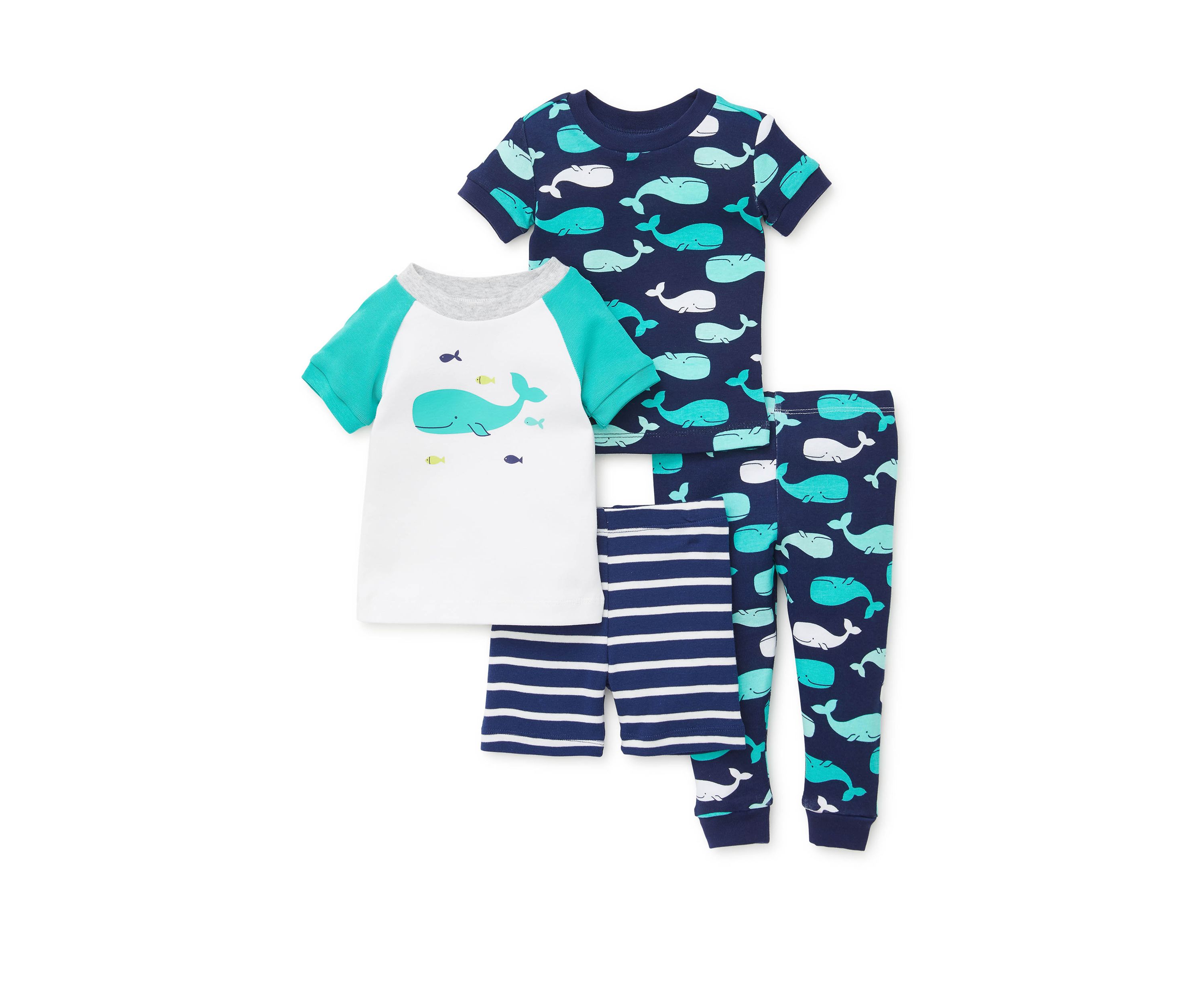 Toddler Boys 4 Piece Whale Pajama Set