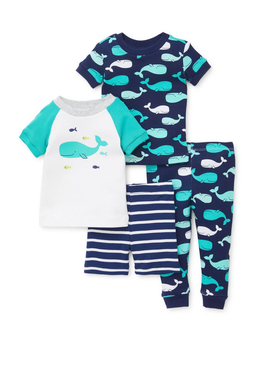 Toddler Boys 4 Piece Whale Pajama Set