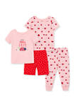 Baby Girls Ladybug 4 Piece Pajama Set