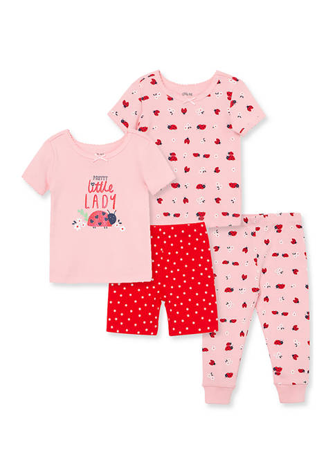 Little Me Baby Girls Ladybug 4 Piece Pajama