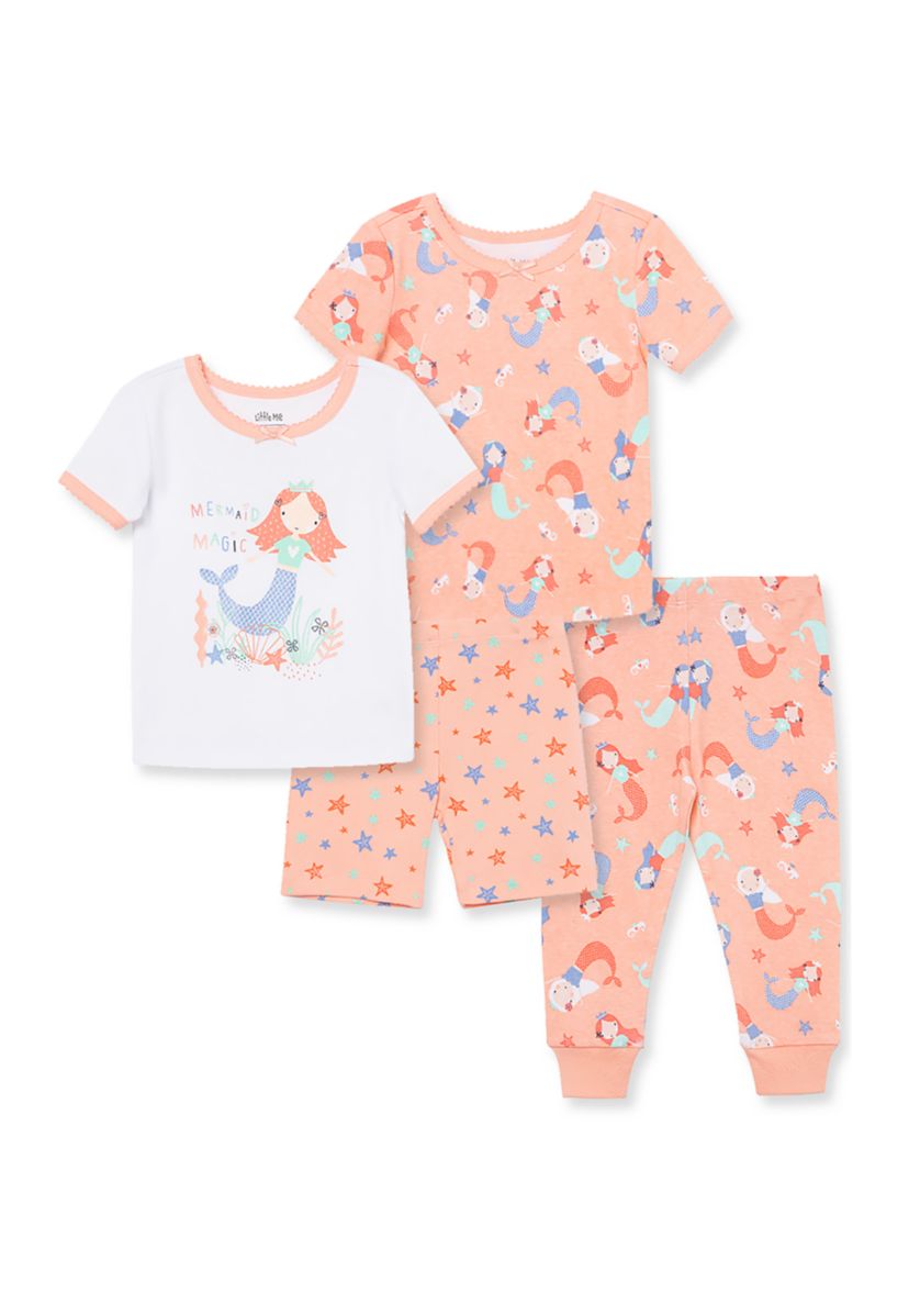 Baby Girls Mermaid 4 Piece Pajama Set