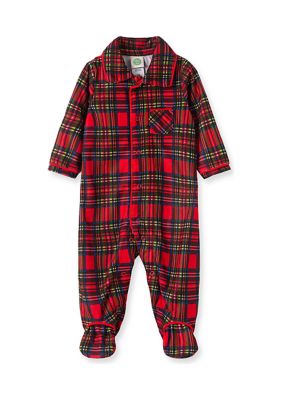 Little Me Baby Boys Plaid Footie Pajamas, Red, 9 Months -  0745644992419