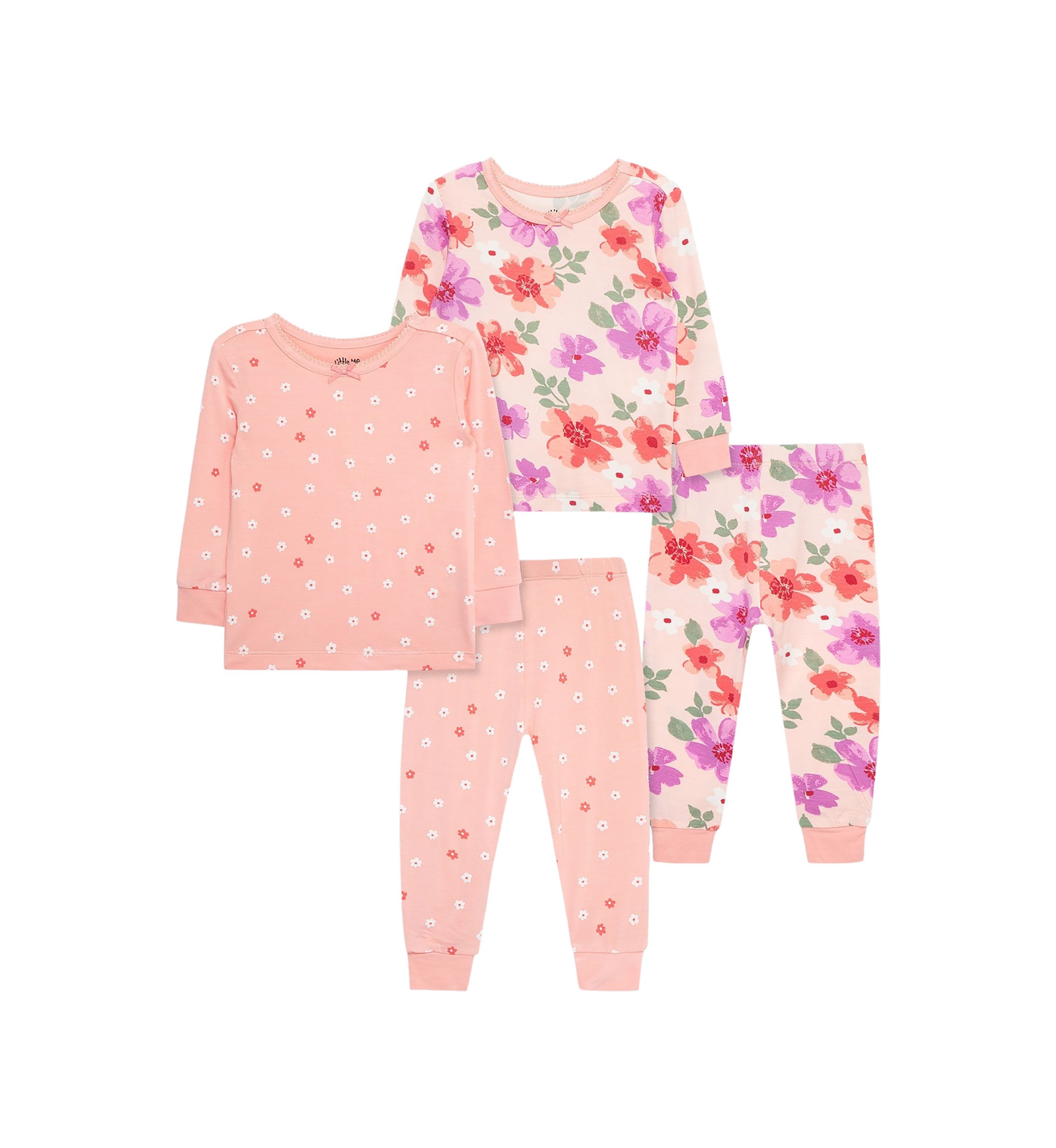 Baby Girls Floral 4 Piece Bamboo Pajama Set