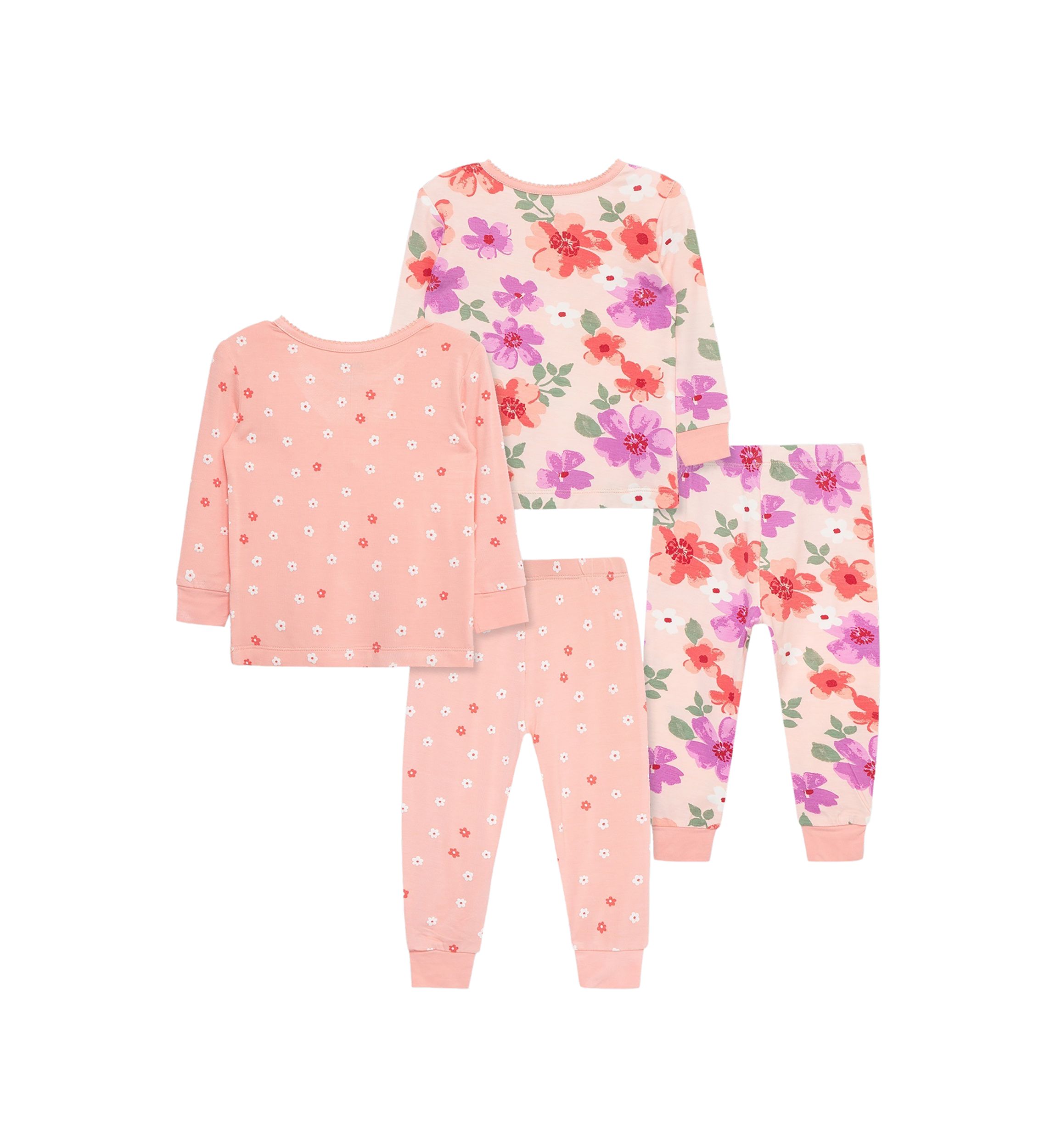 Baby Girls Floral 4 Piece Bamboo Pajama Set