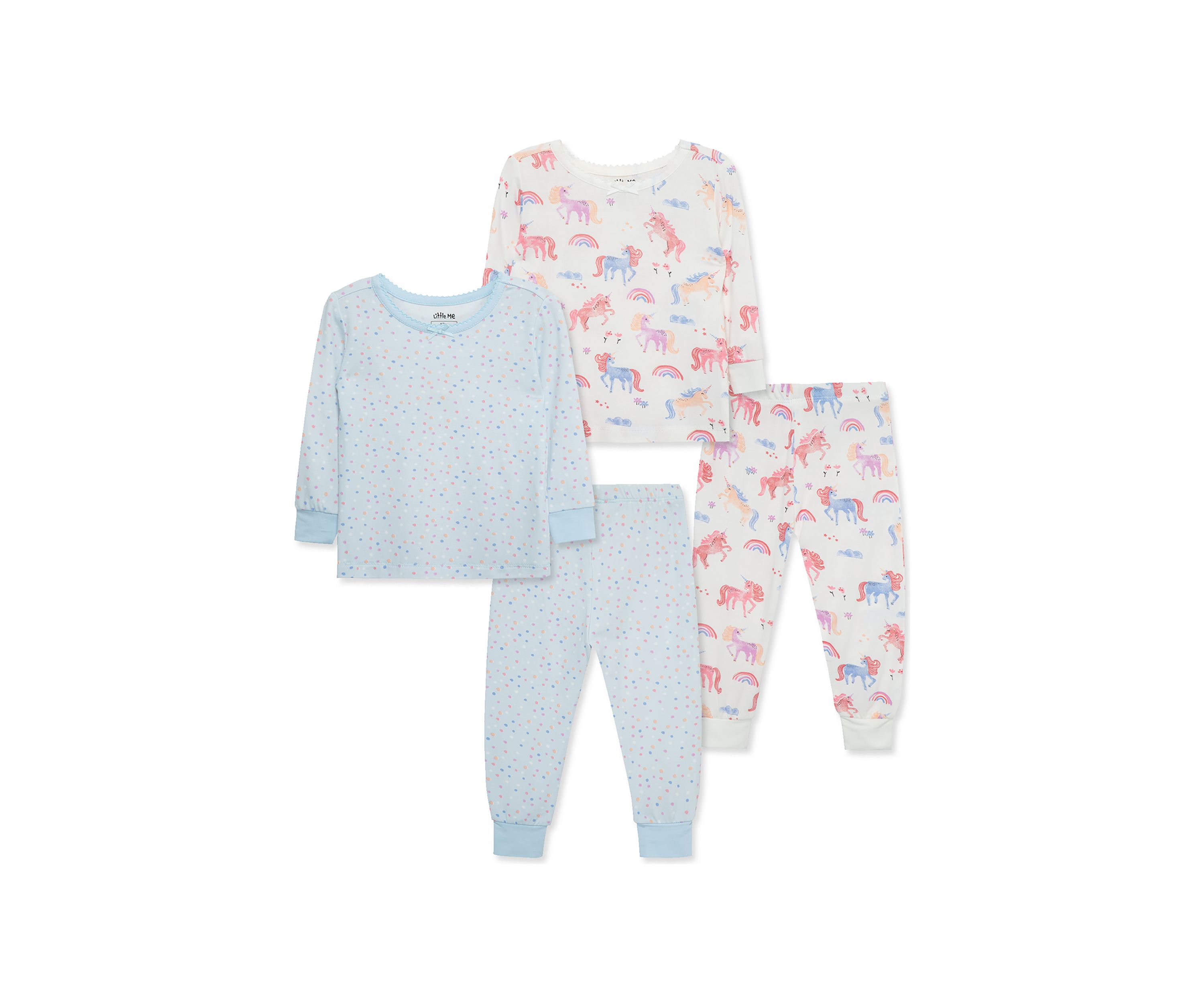 Baby Girls Unicorn 4 Piece Bamboo Printed Pajama Set