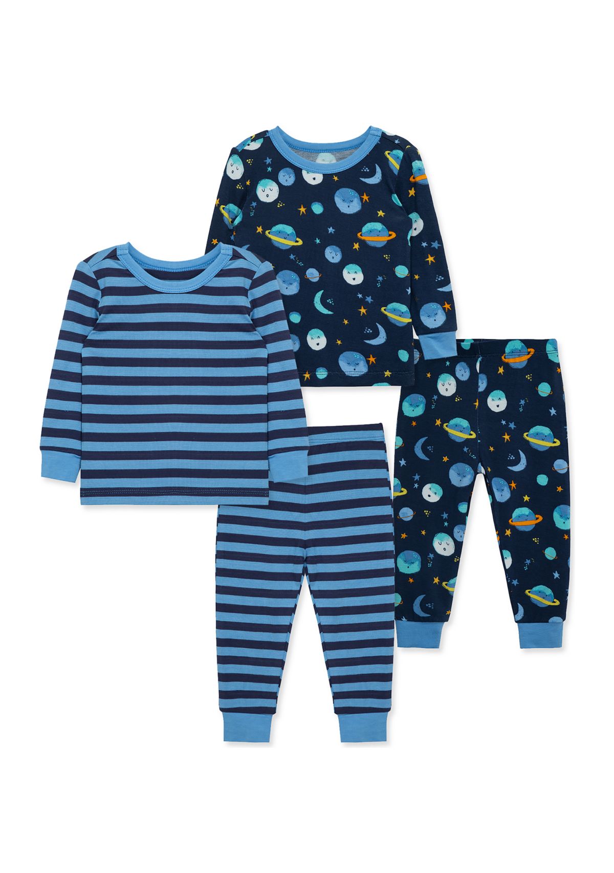 Baby Boys Space Printed 4 Piece Bamboo Pajama Set