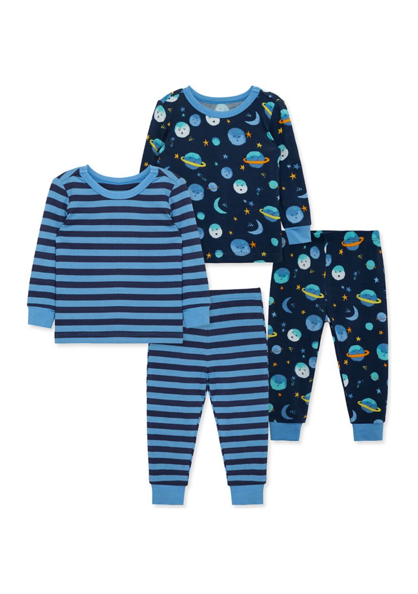 Baby Boys Space Printed 4 Piece Bamboo Pajama Set