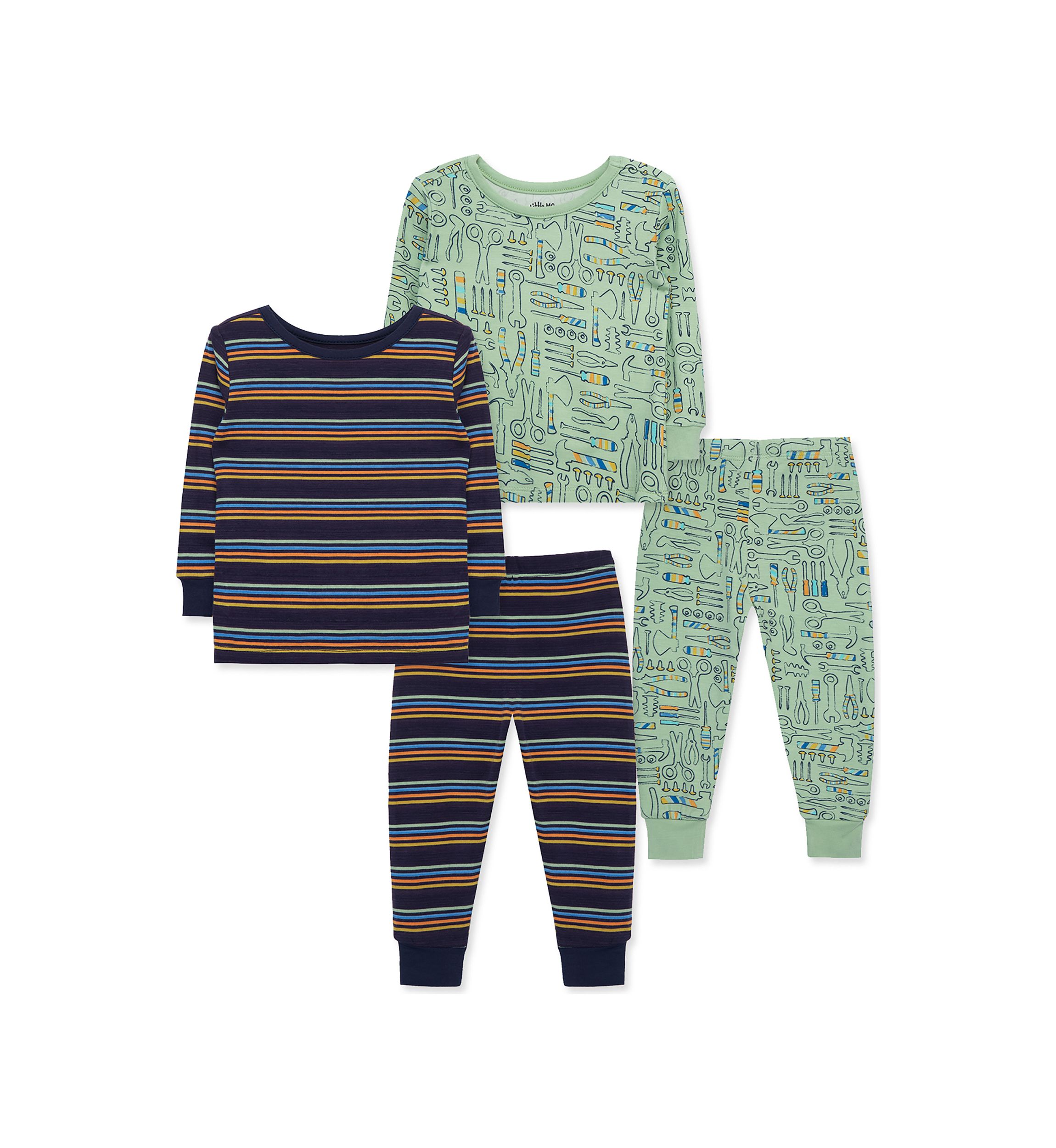 Baby Boys Toolbox Printed 4 Piece Bamboo Pajama Set