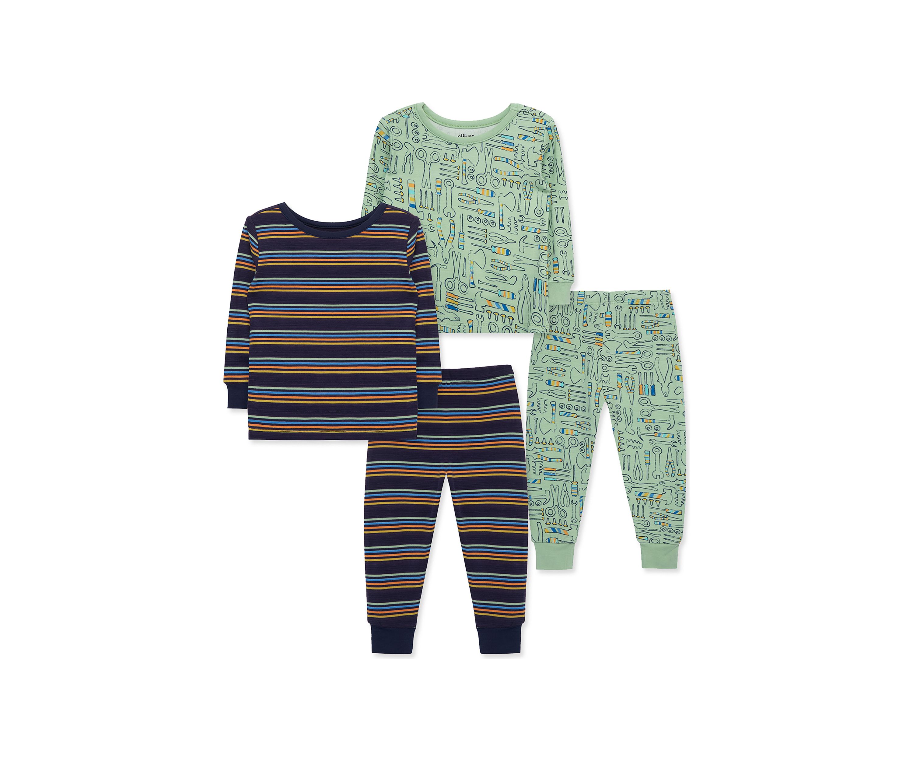 Baby Boys Toolbox Printed 4 Piece Bamboo Pajama Set