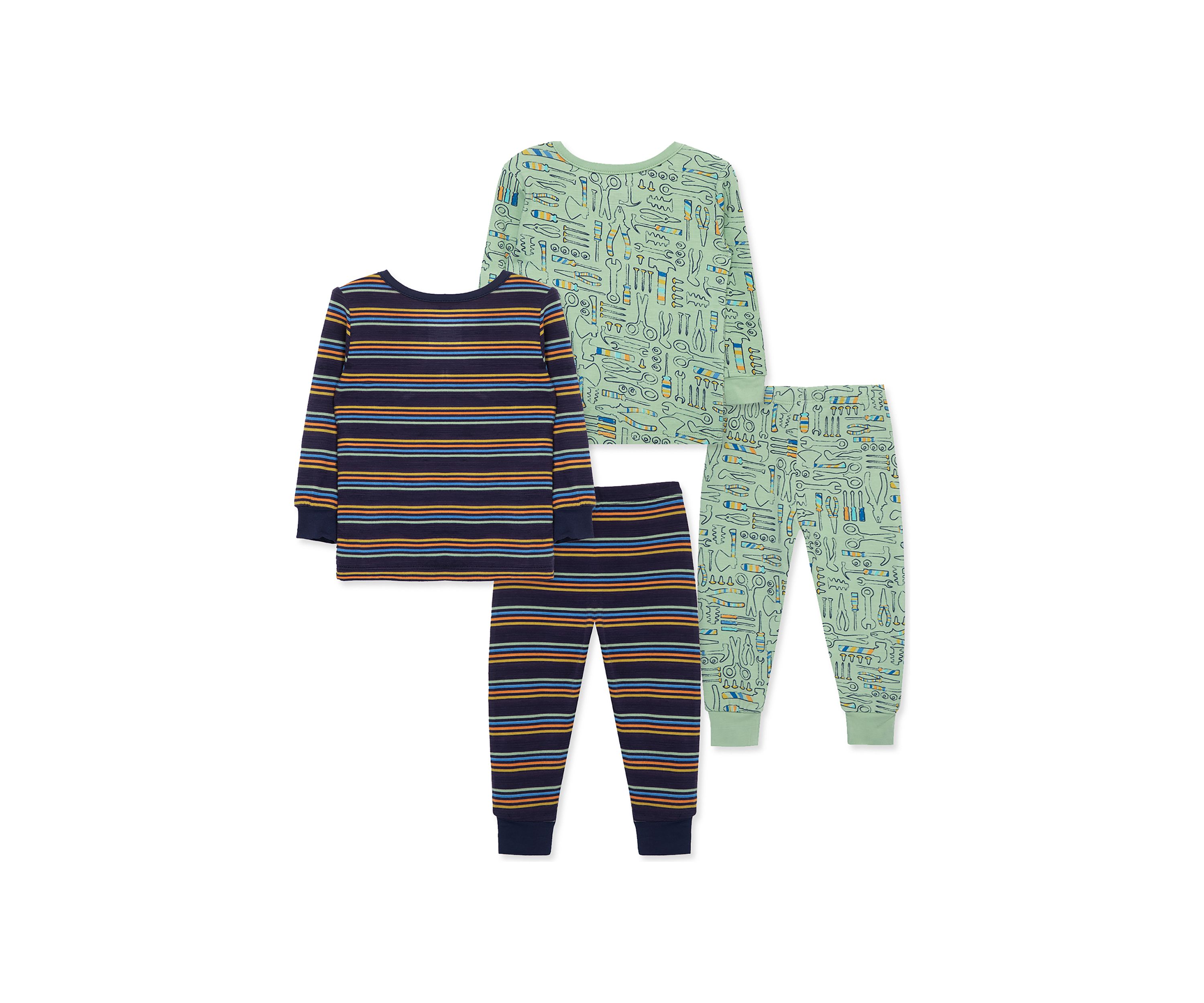 Baby Boys Toolbox Printed 4 Piece Bamboo Pajama Set