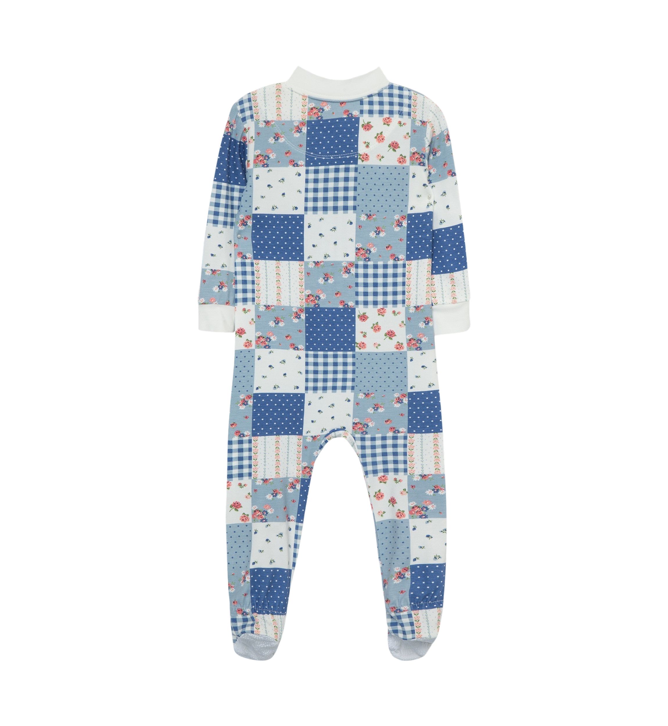 Baby Girls Patchwork Zip Front Bamboo Footie Pajamas