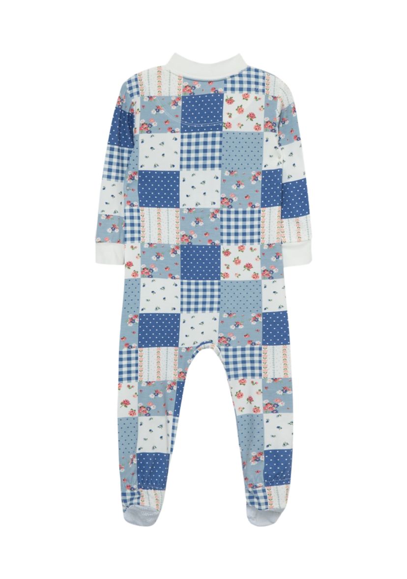 Baby Girls Patchwork Zip Front Bamboo Footie Pajamas
