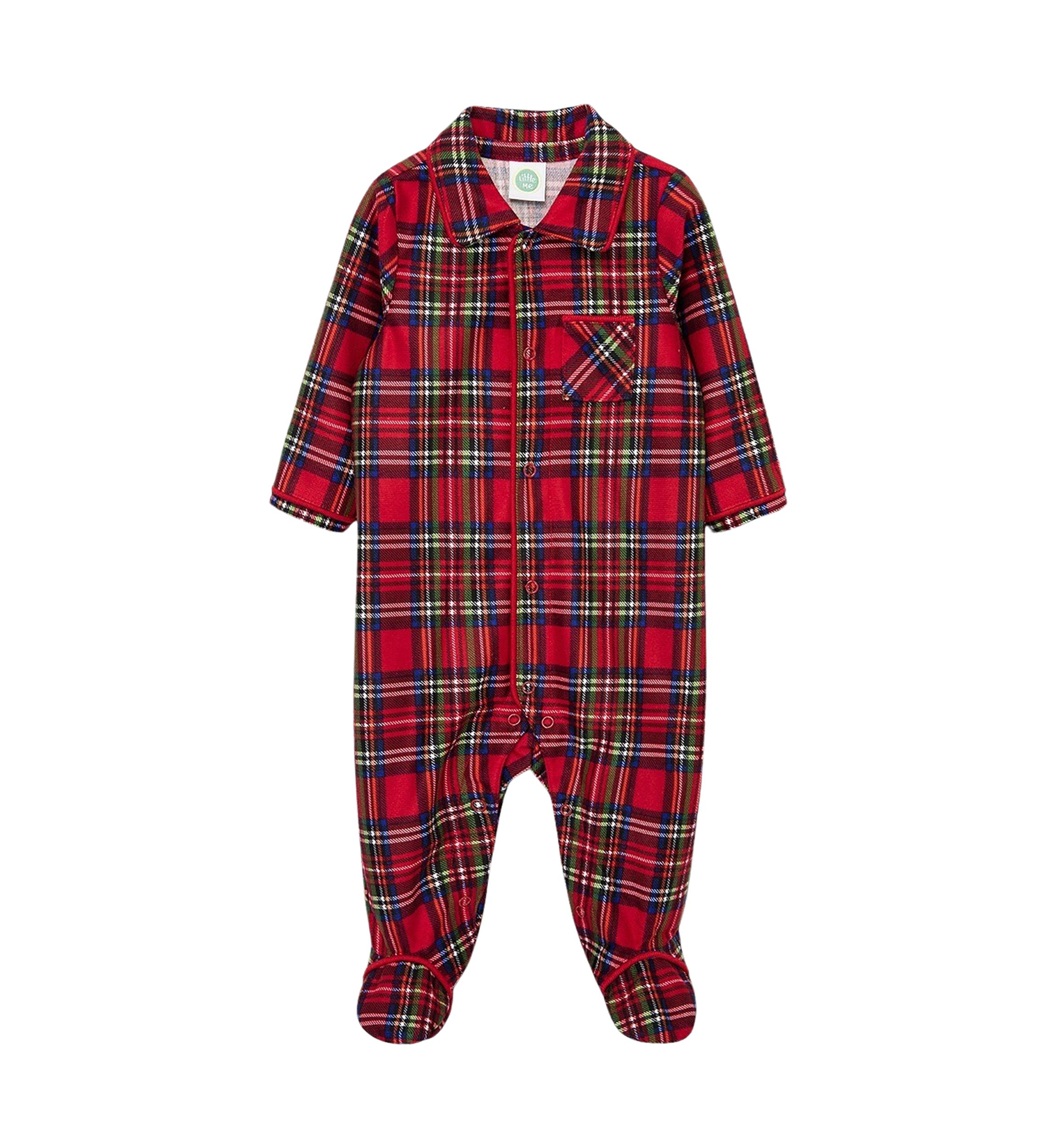 Boy Plaid Printed Footie Pajamas