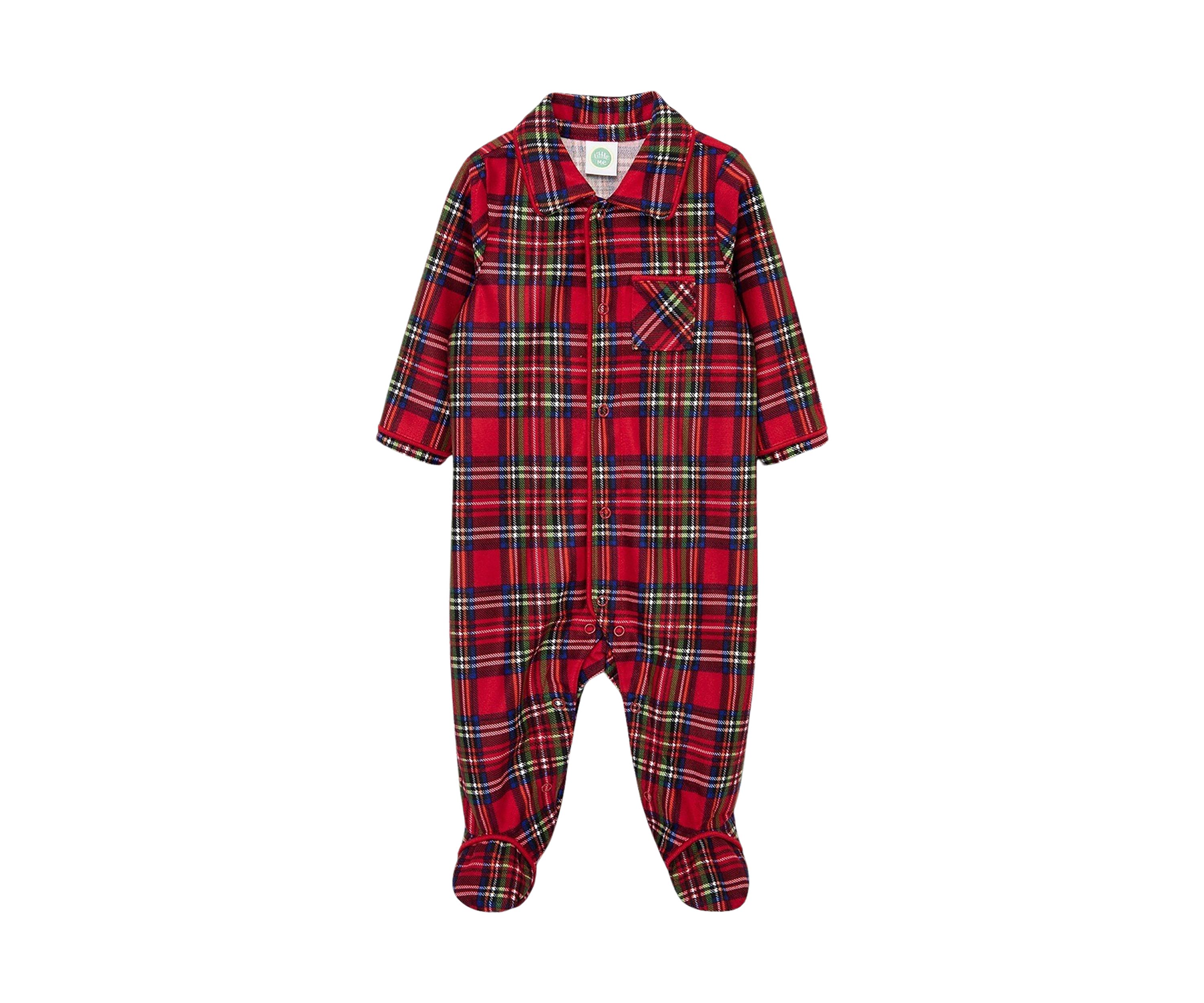 Boy Plaid Printed Footie Pajamas