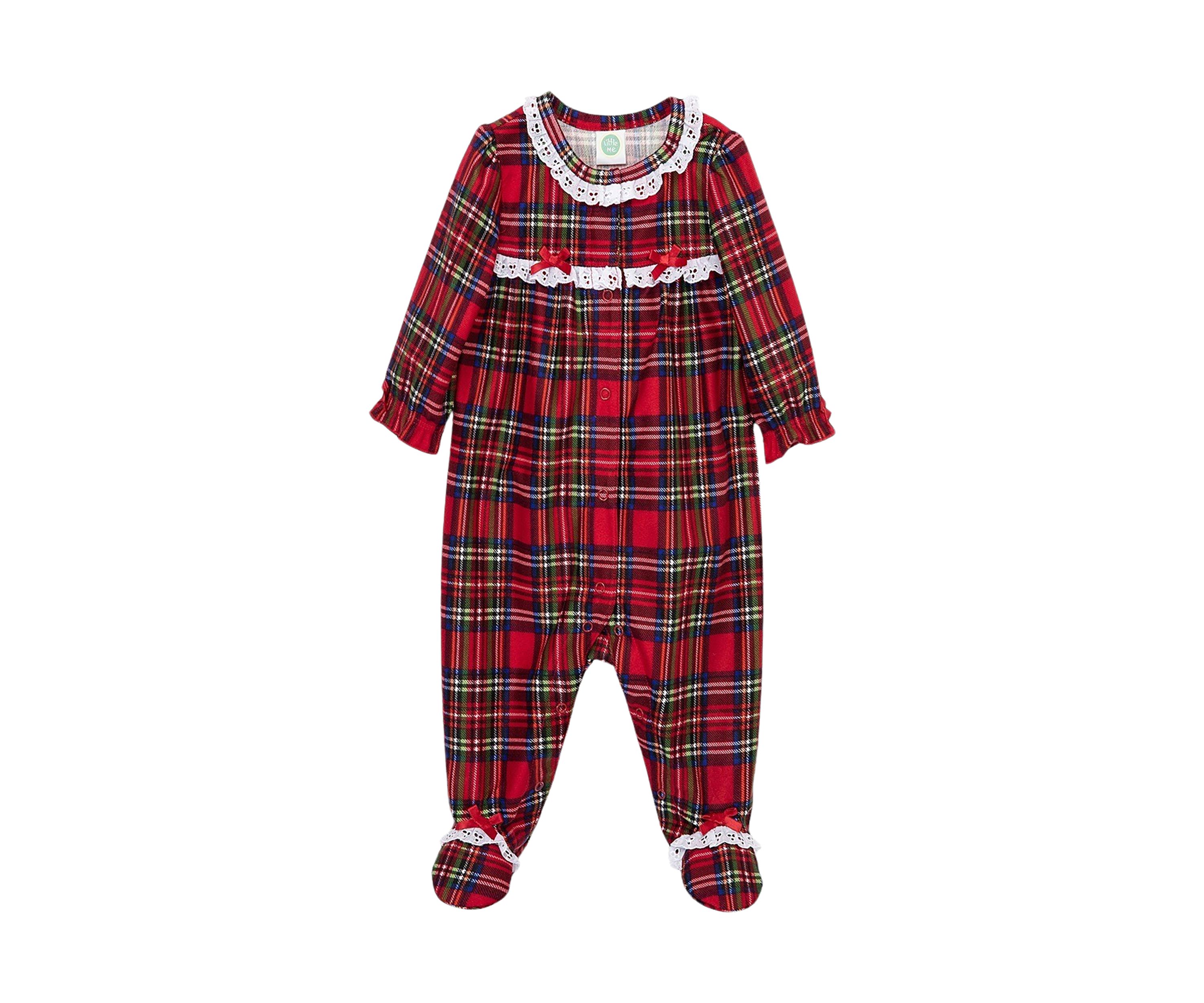 Baby Girls Plaid Printed Footie Pajamas