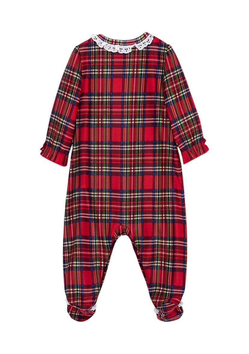 Baby Girls Plaid Printed Footie Pajamas
