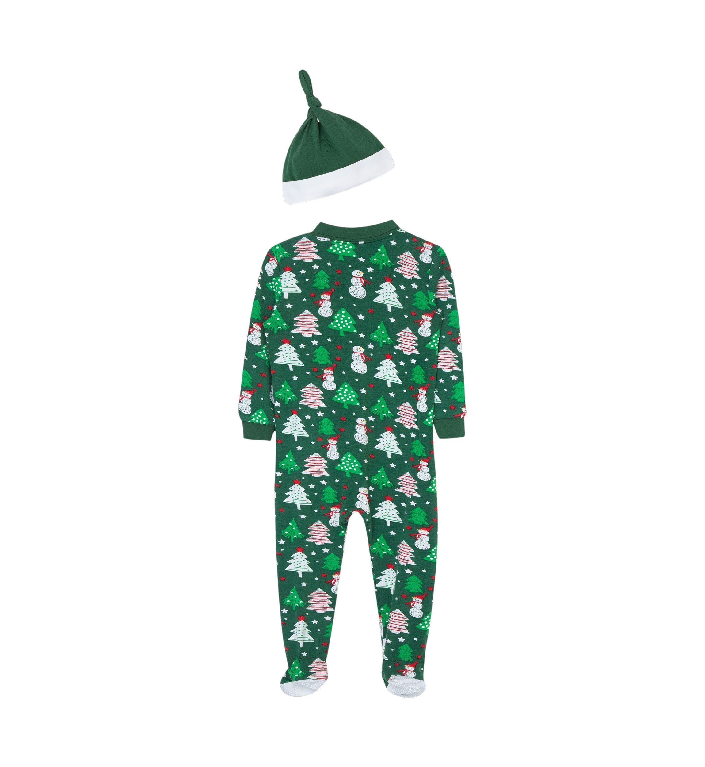 Baby Boys Snowman Printed Footie Pajamas with Hat