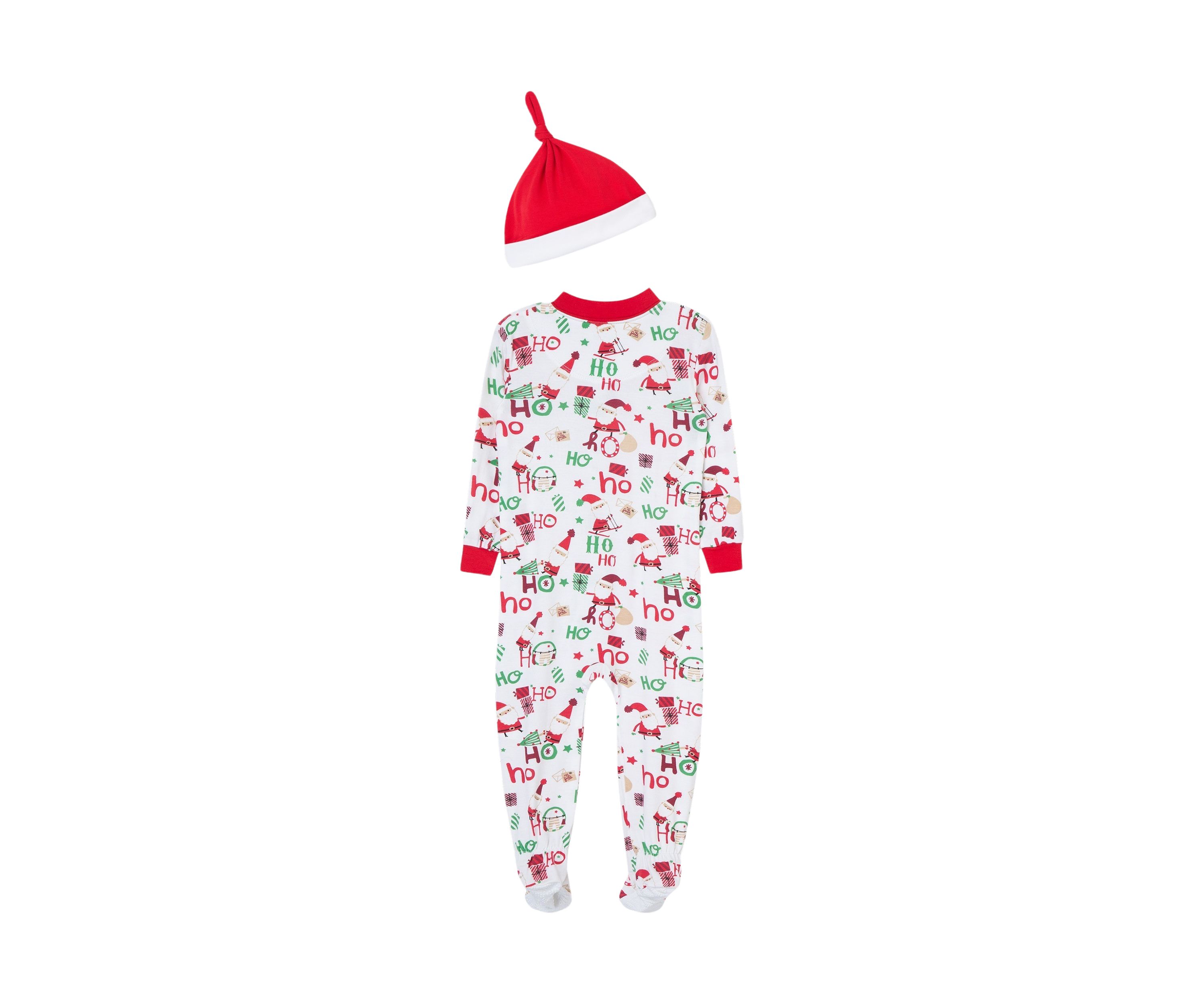 Baby Boys Ho Ho Ho Printed Footie Pajamas with Hat