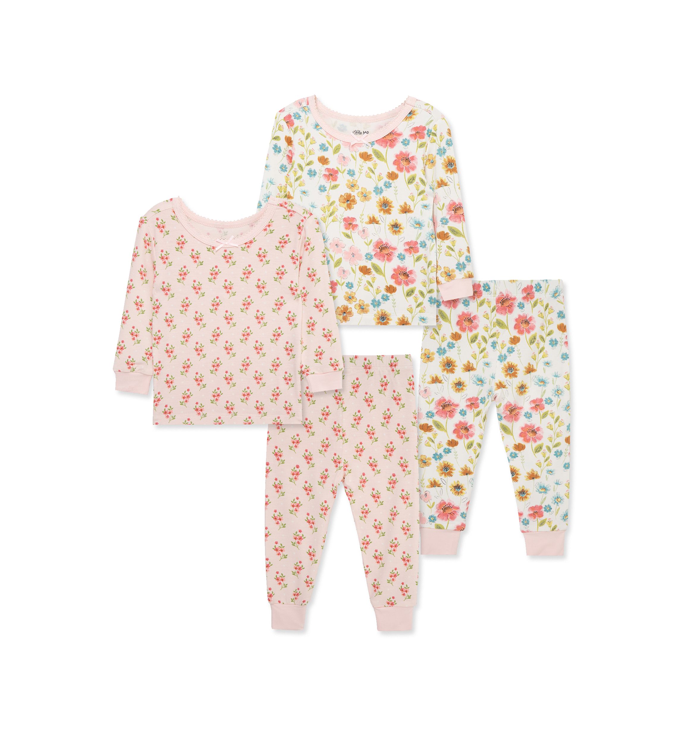 Baby Girls Floral 4 Piece Pajama Set 