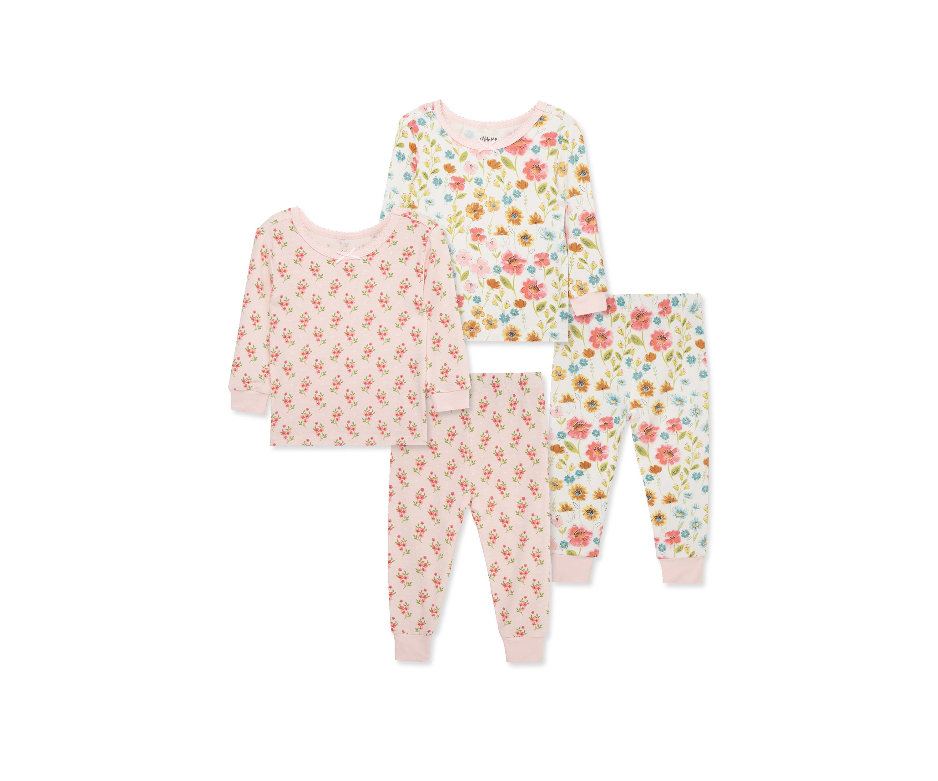 Baby Girls Floral 4 Piece Pajama Set 