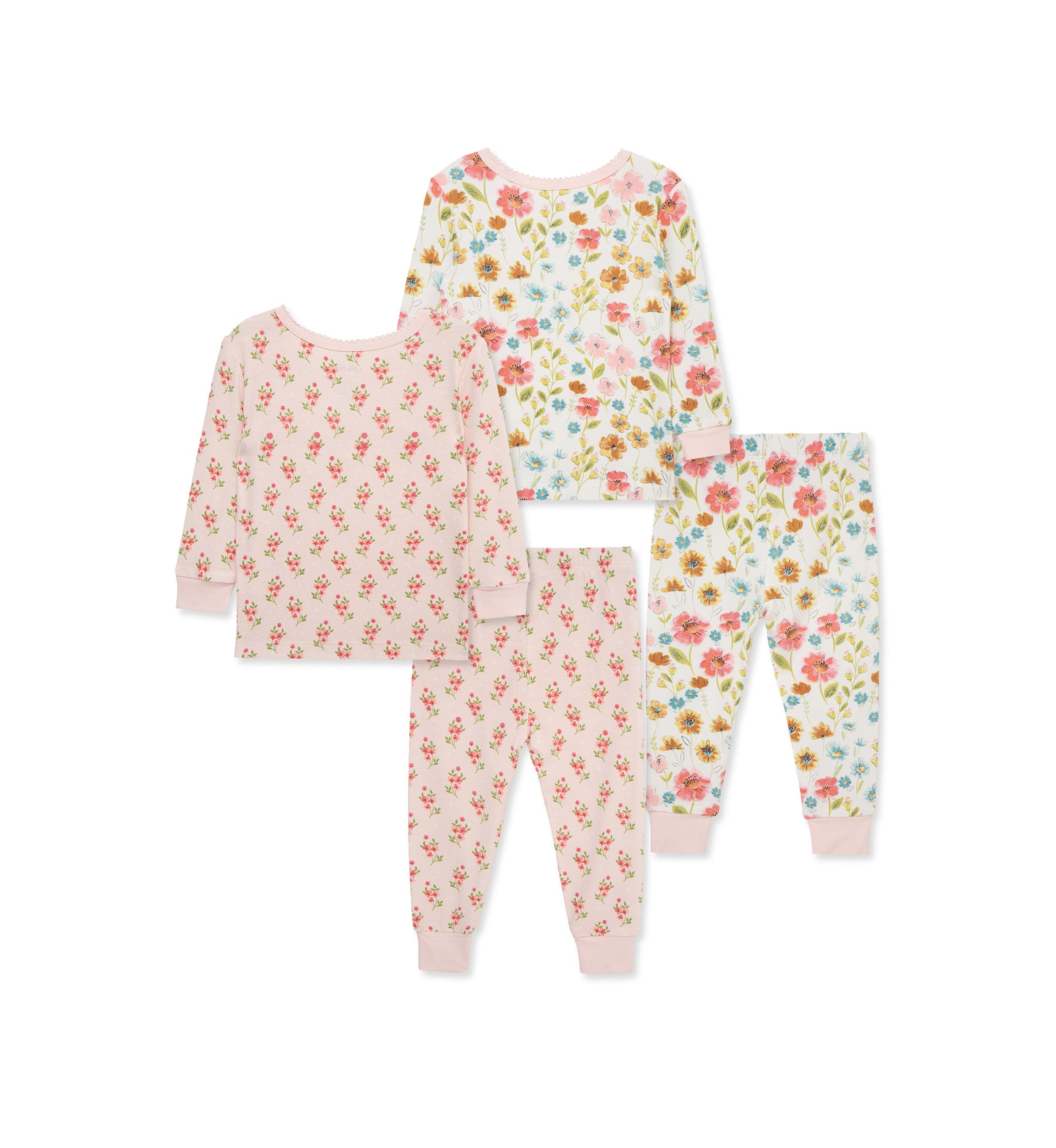Baby Girls Floral 4 Piece Pajama Set 