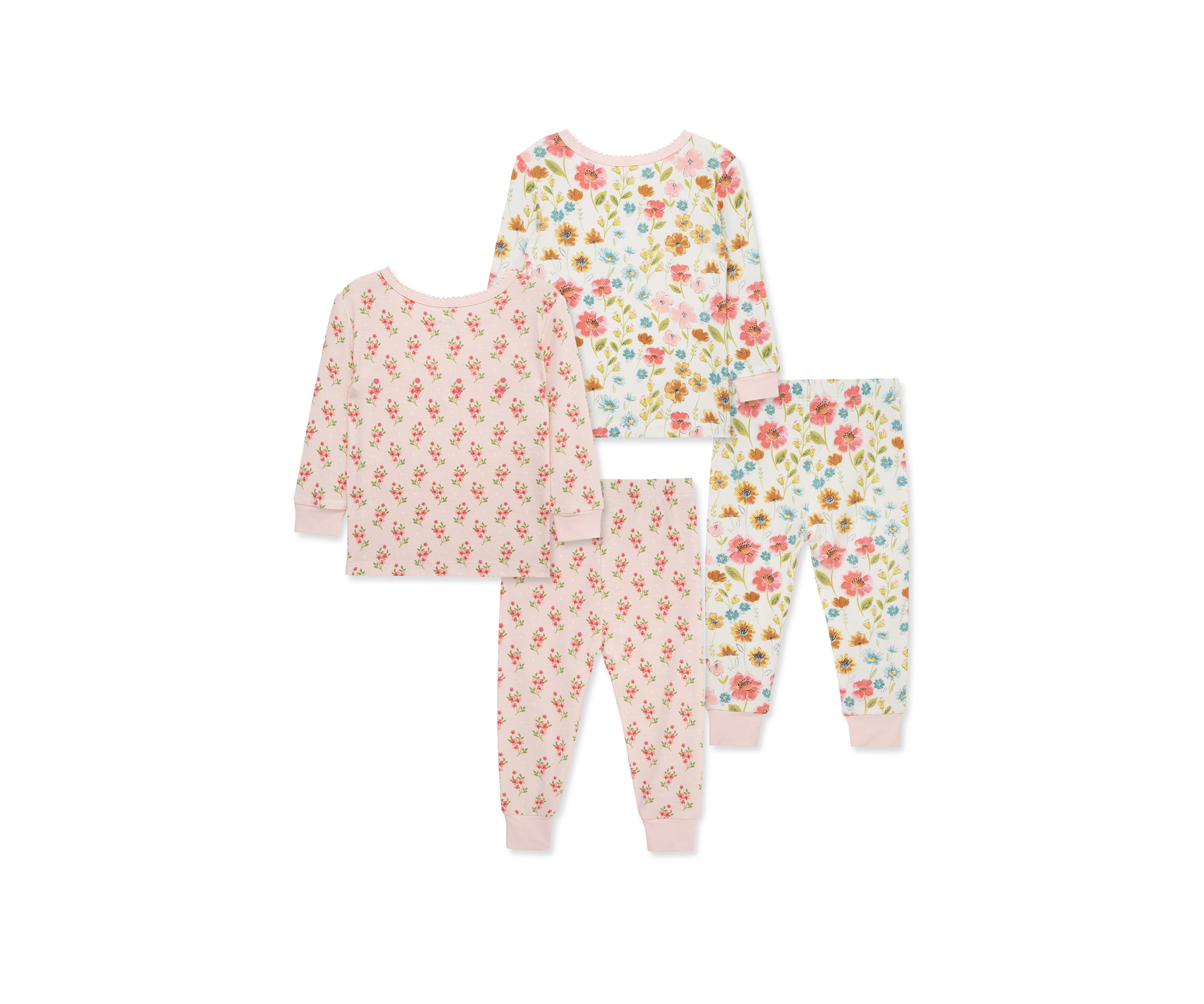 Baby Girls Floral 4 Piece Pajama Set 