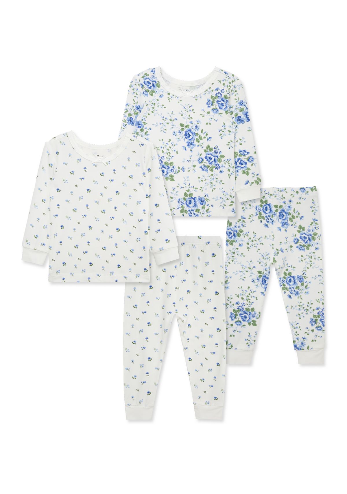 Baby Girls Toile 4 Piece Pajama Set