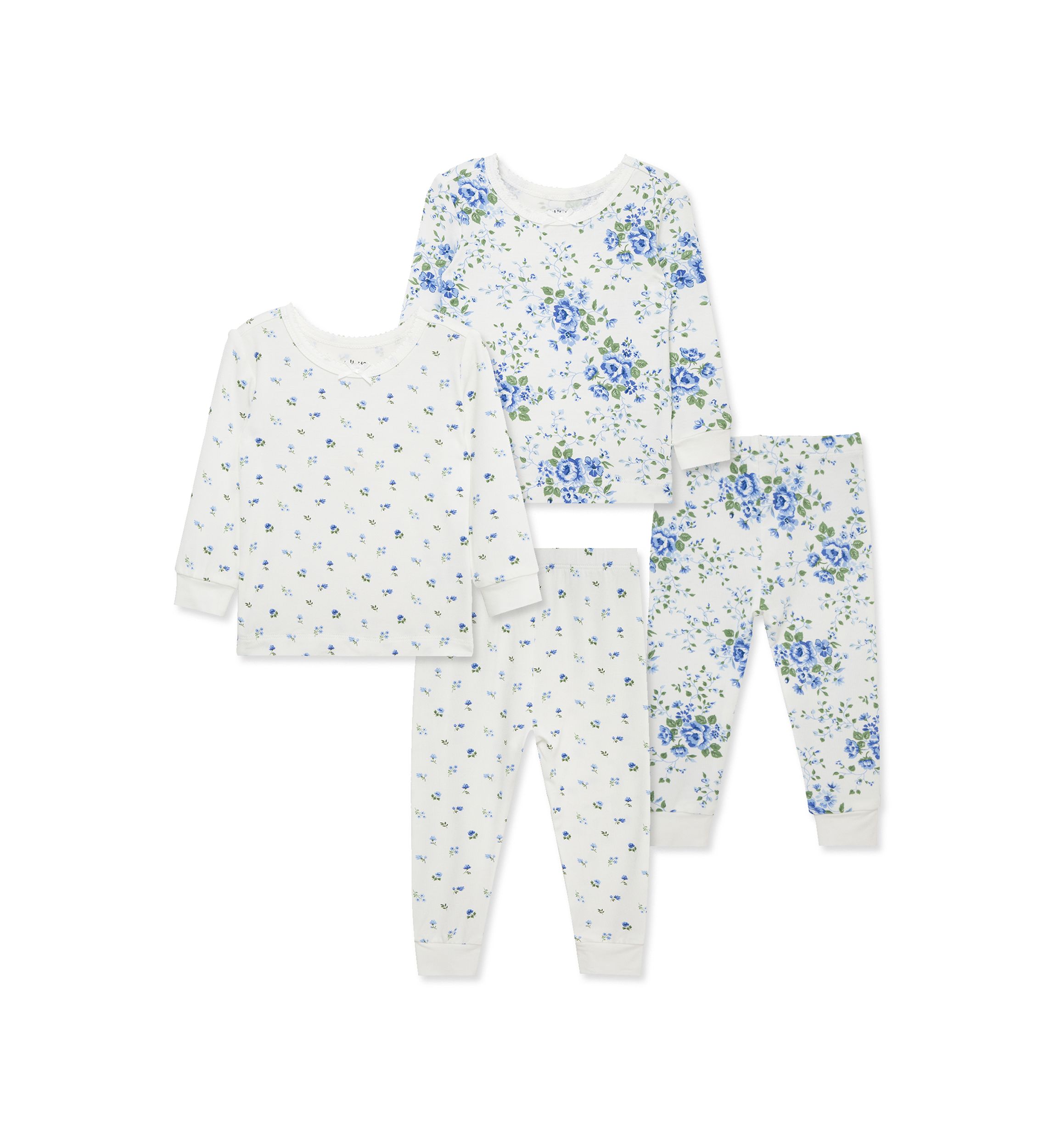 Baby Girls Toile 4 Piece Pajama Set