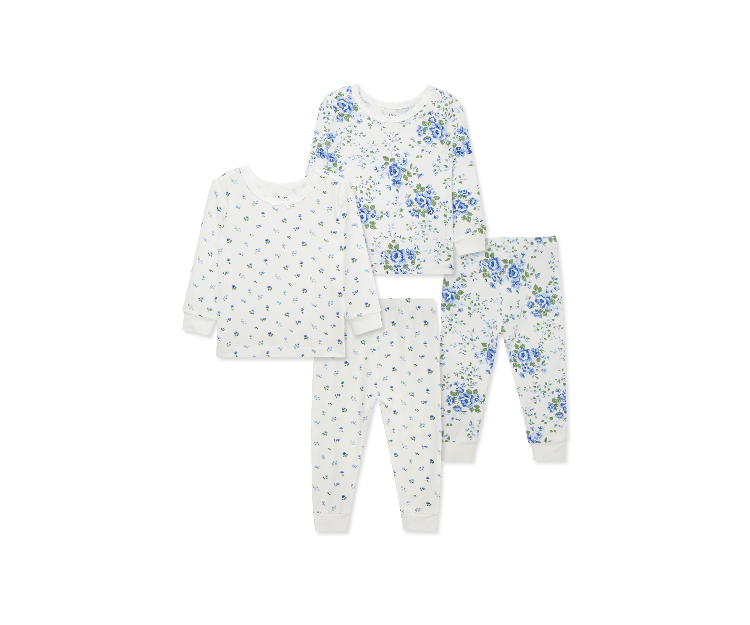 Baby Girls Toile 4 Piece Pajama Set