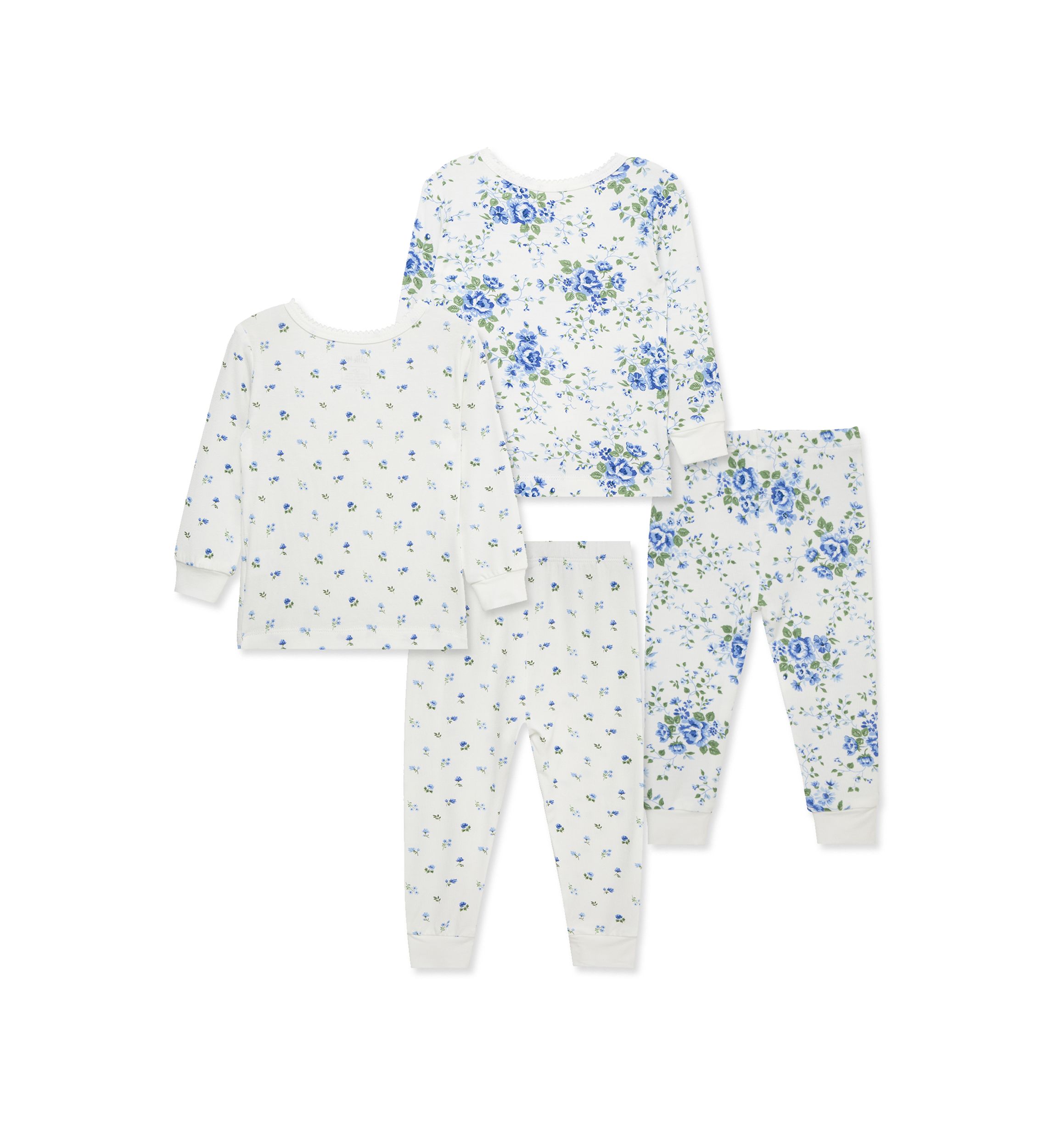 Baby Girls Toile 4 Piece Pajama Set