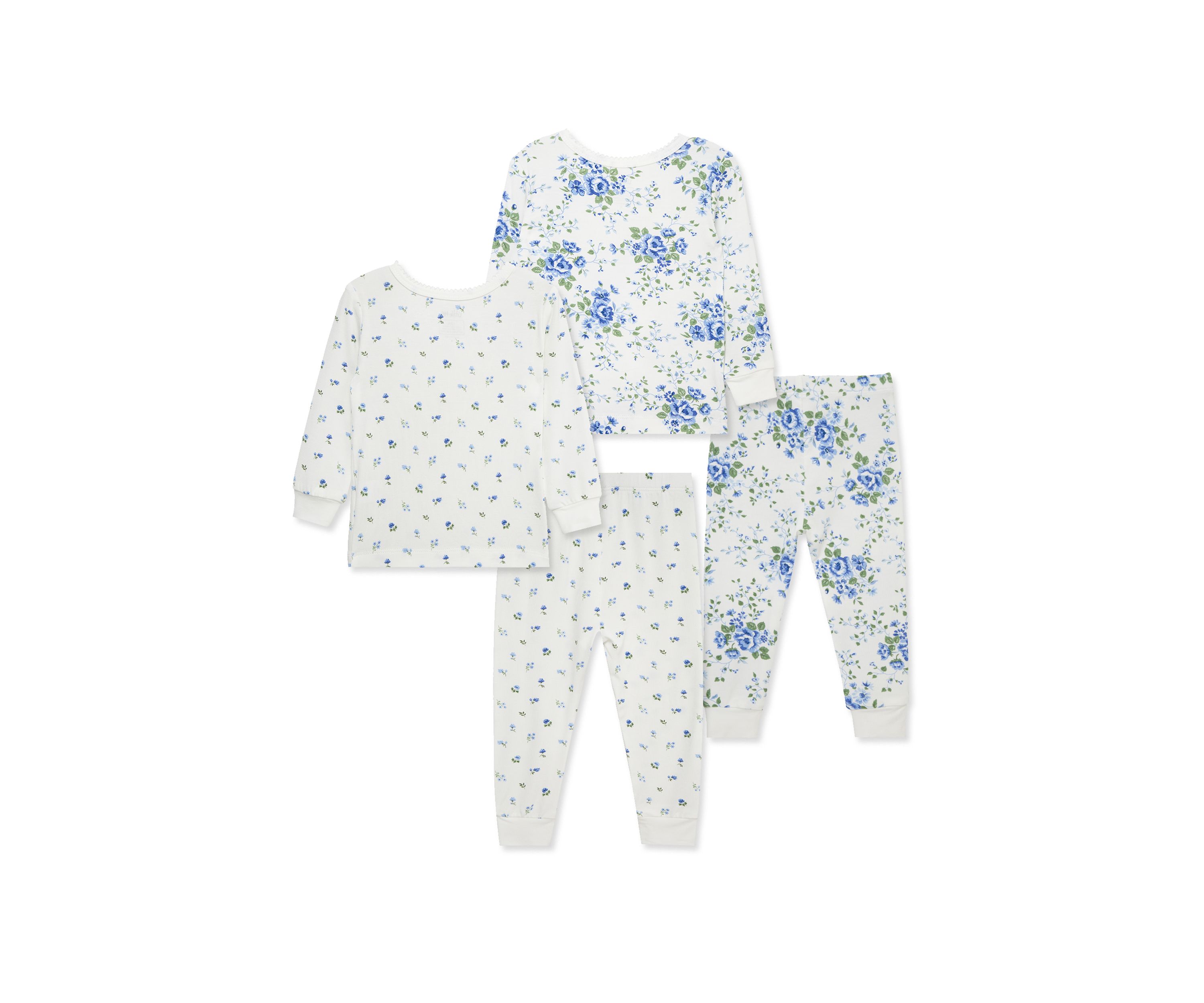 Baby Girls Toile 4 Piece Pajama Set