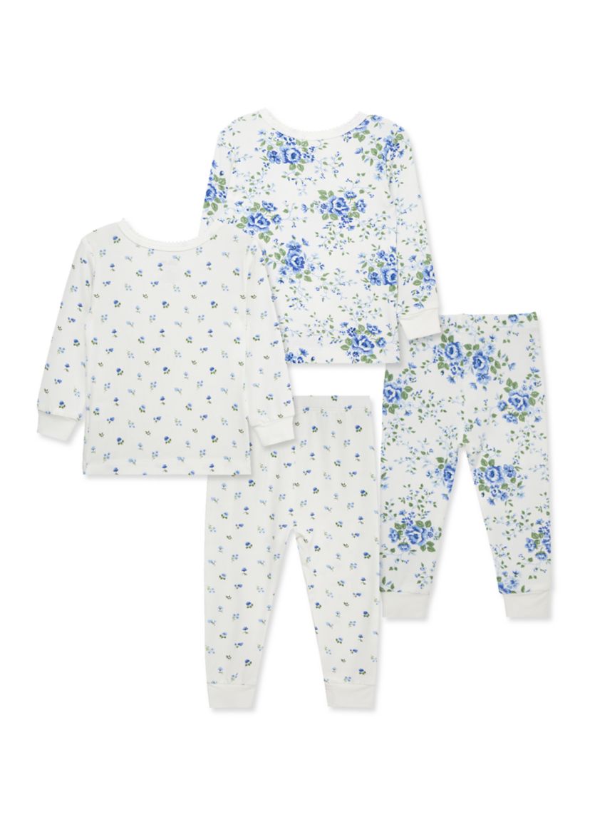 Baby Girls Toile 4 Piece Pajama Set
