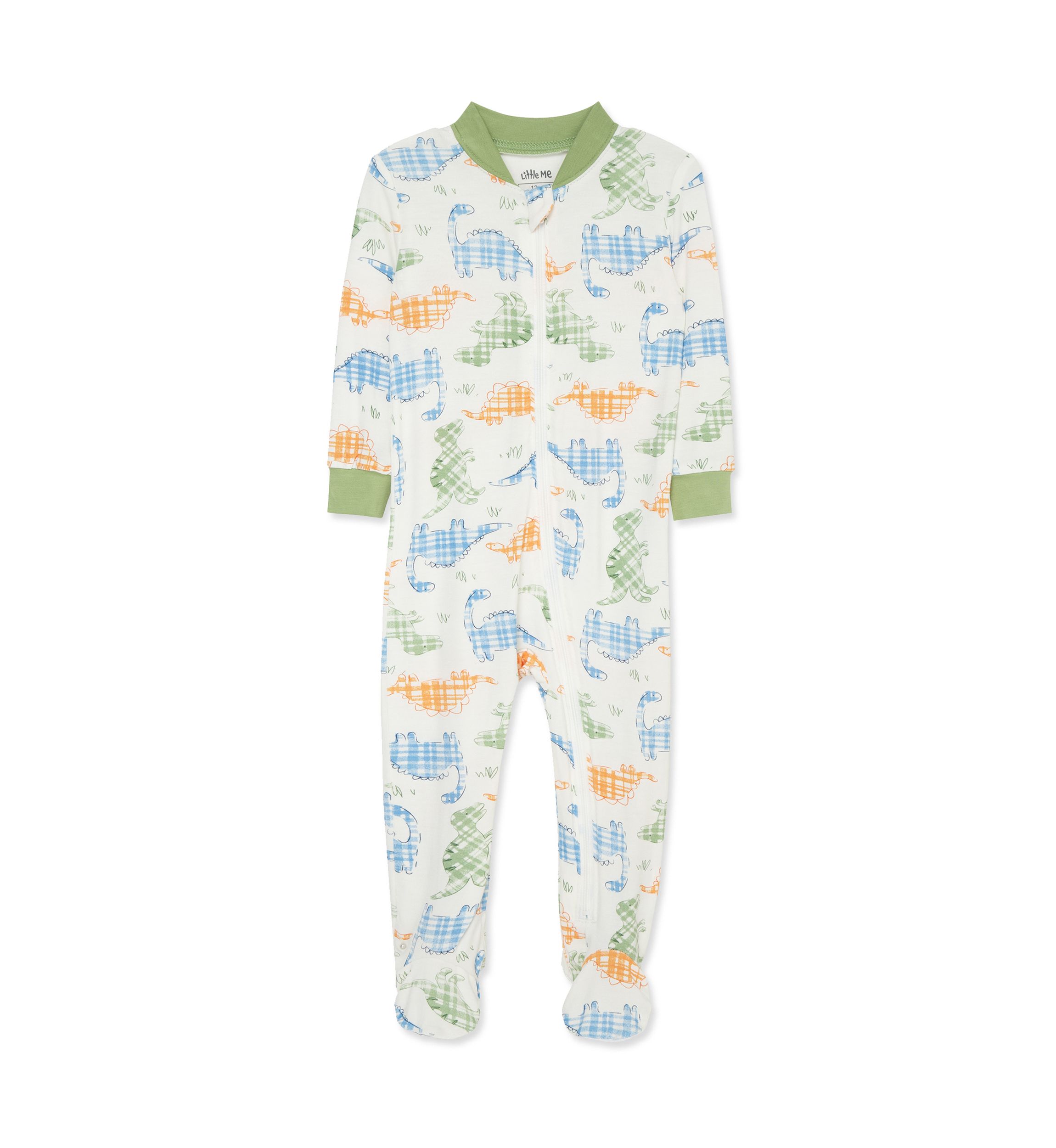 Baby Boys Dinosaur Zip Front Footie Pajamas