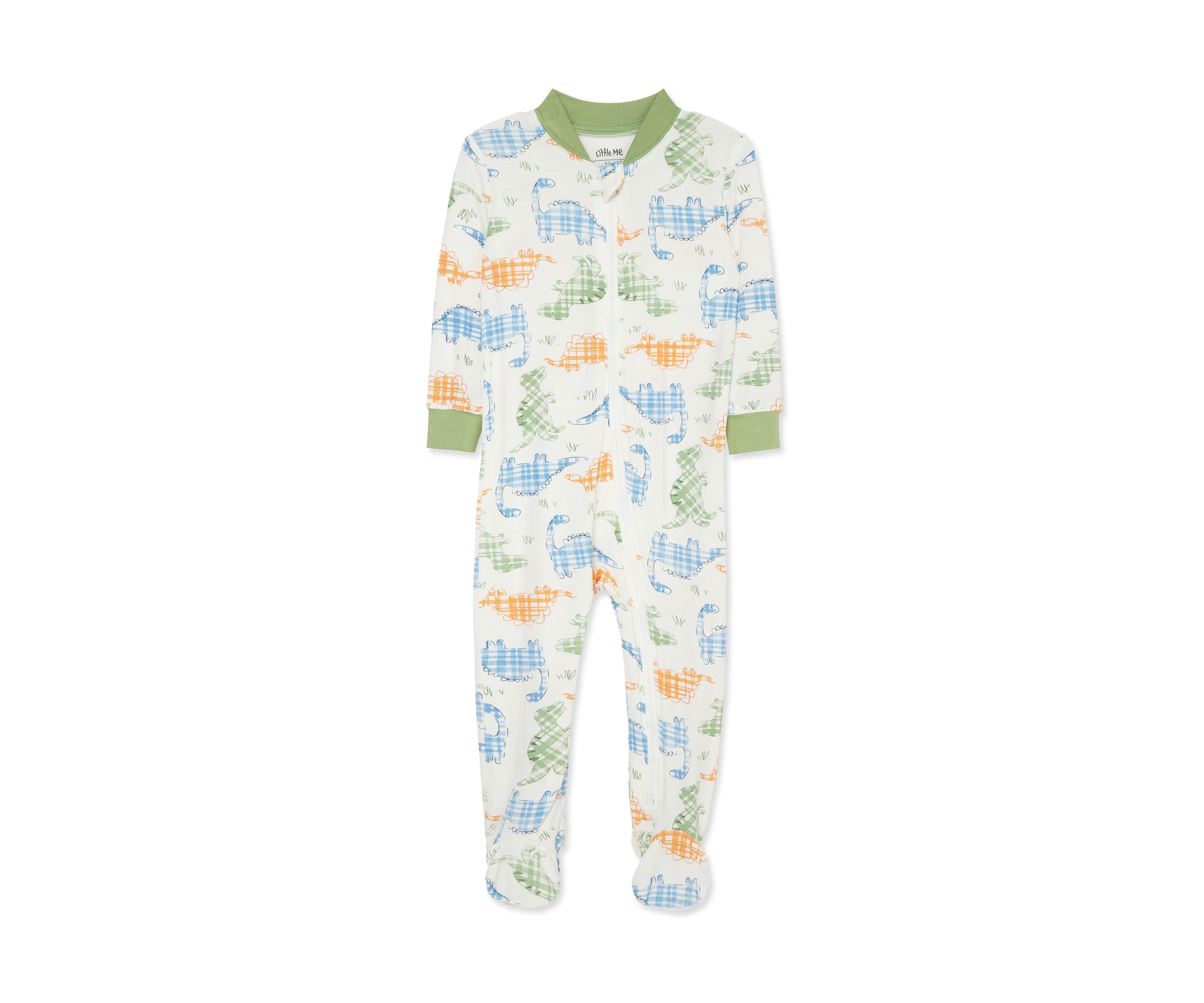 Baby Boys Dinosaur Zip Front Footie Pajamas