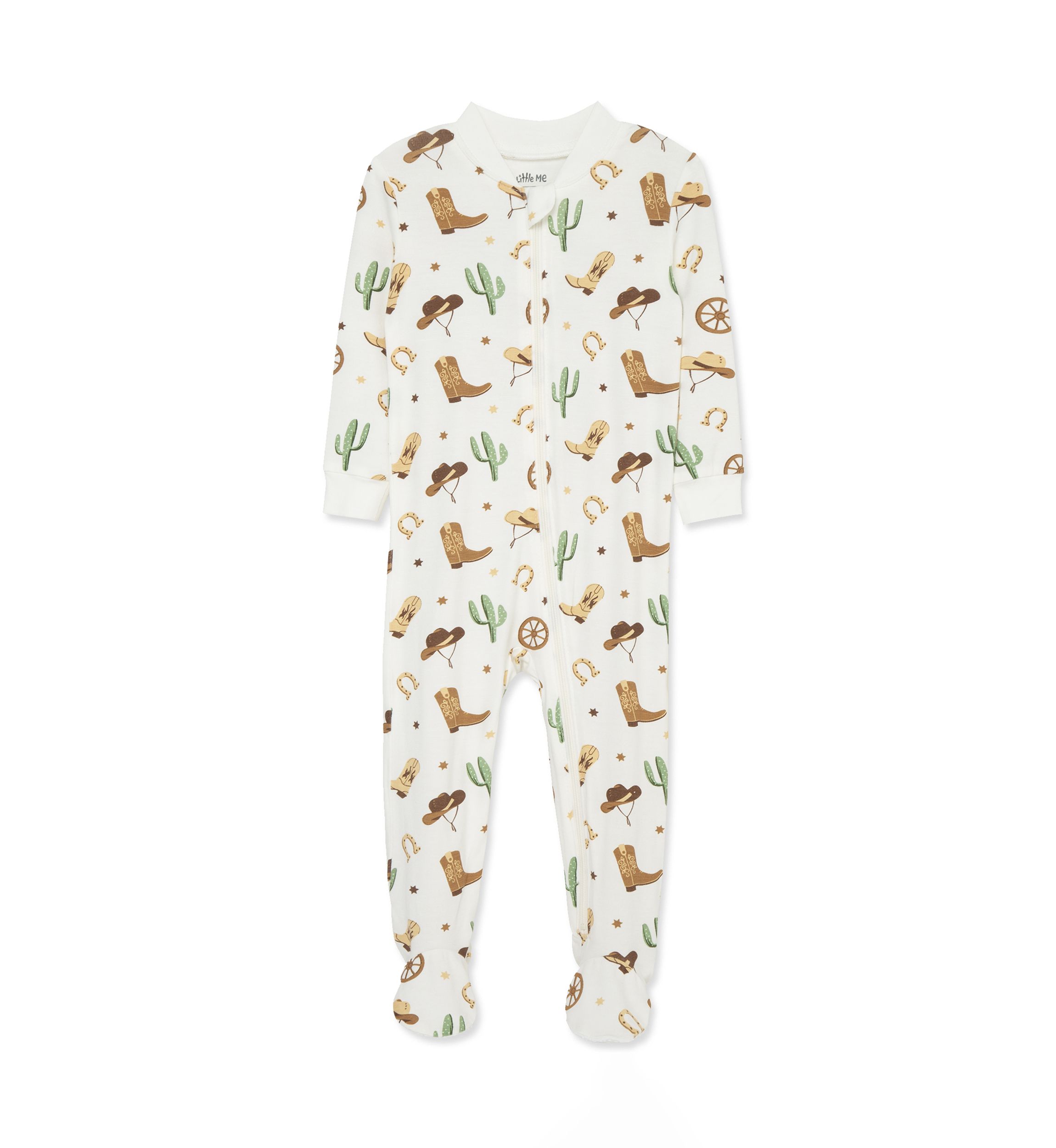 Baby Boys Cowboy Zip Front Footie Pajamas