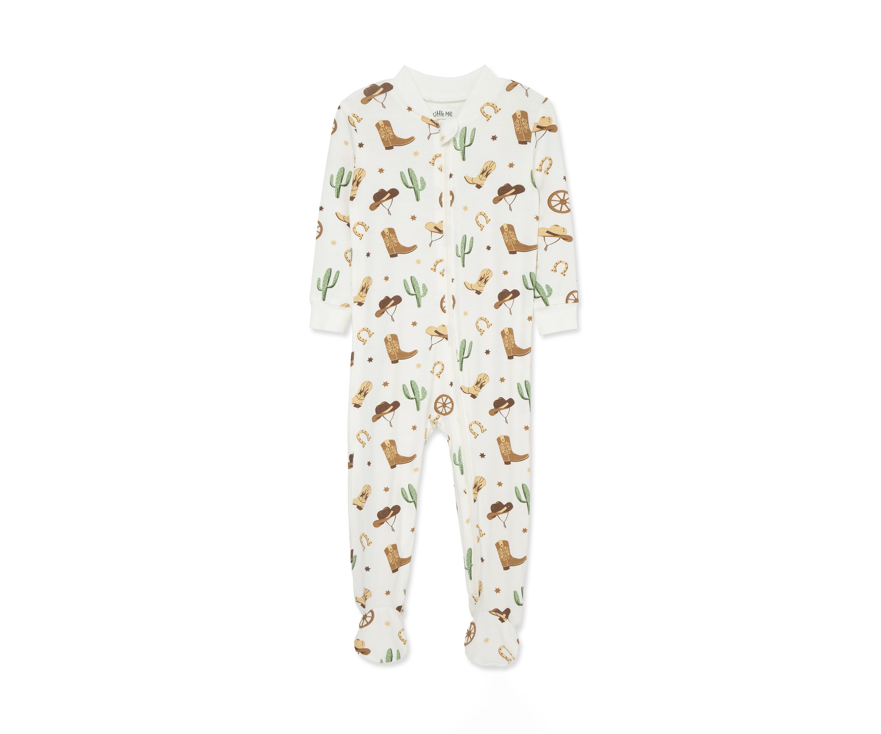 Baby Boys Cowboy Zip Front Footie Pajamas
