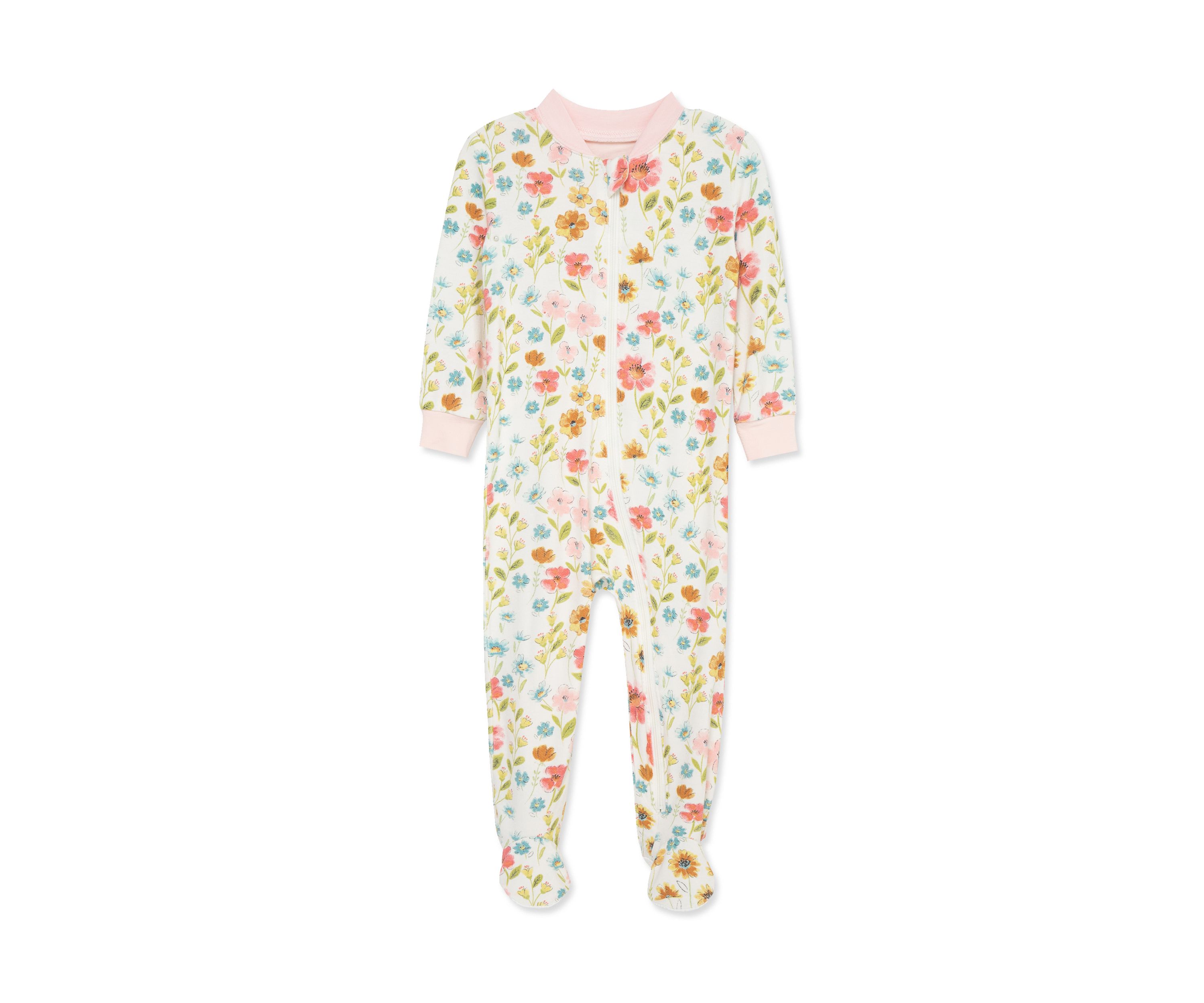 Baby Girls Floral Zip Front Footie Pajamas