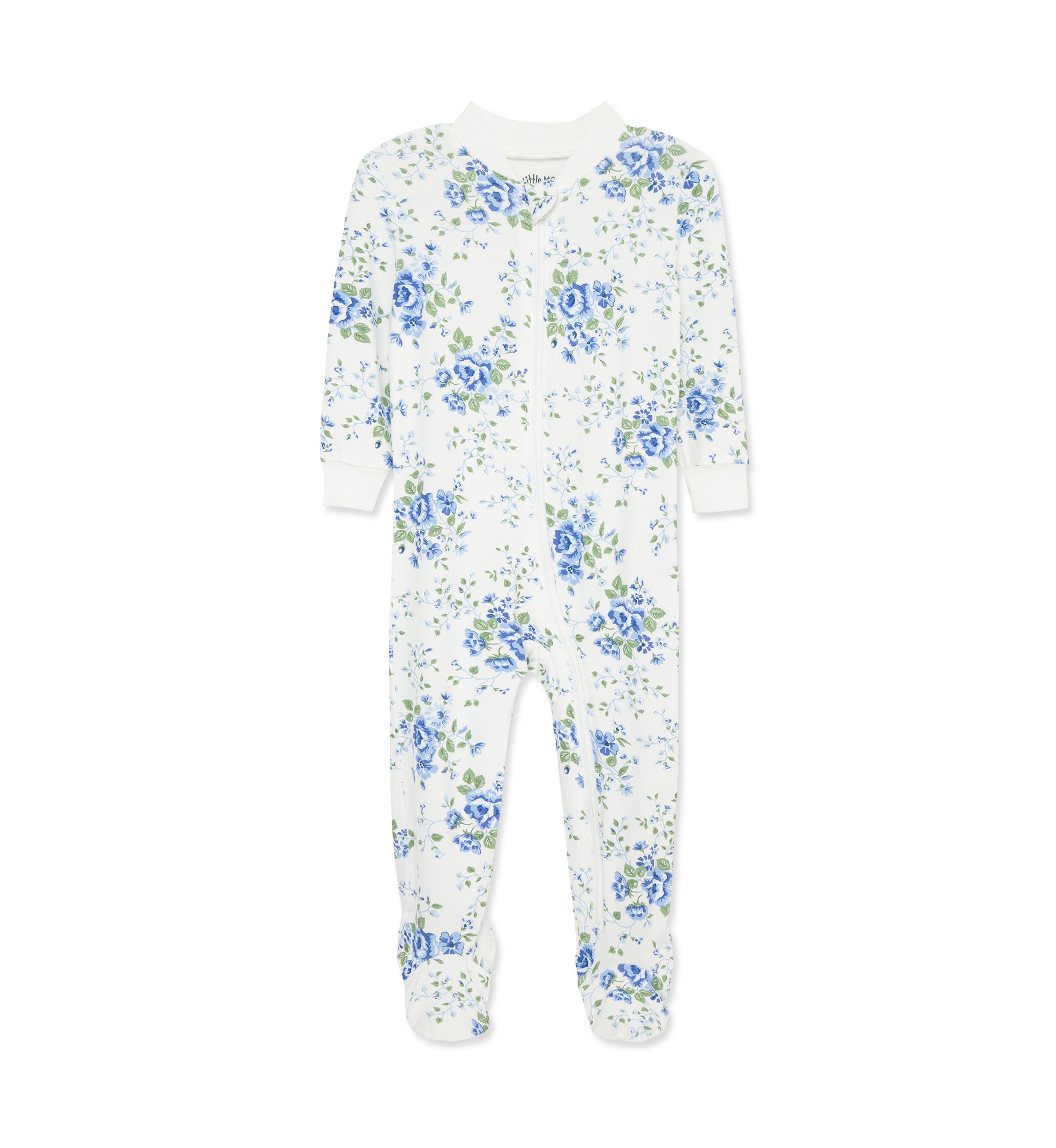 Baby Girls Toile Zip Front Footie Pajamas