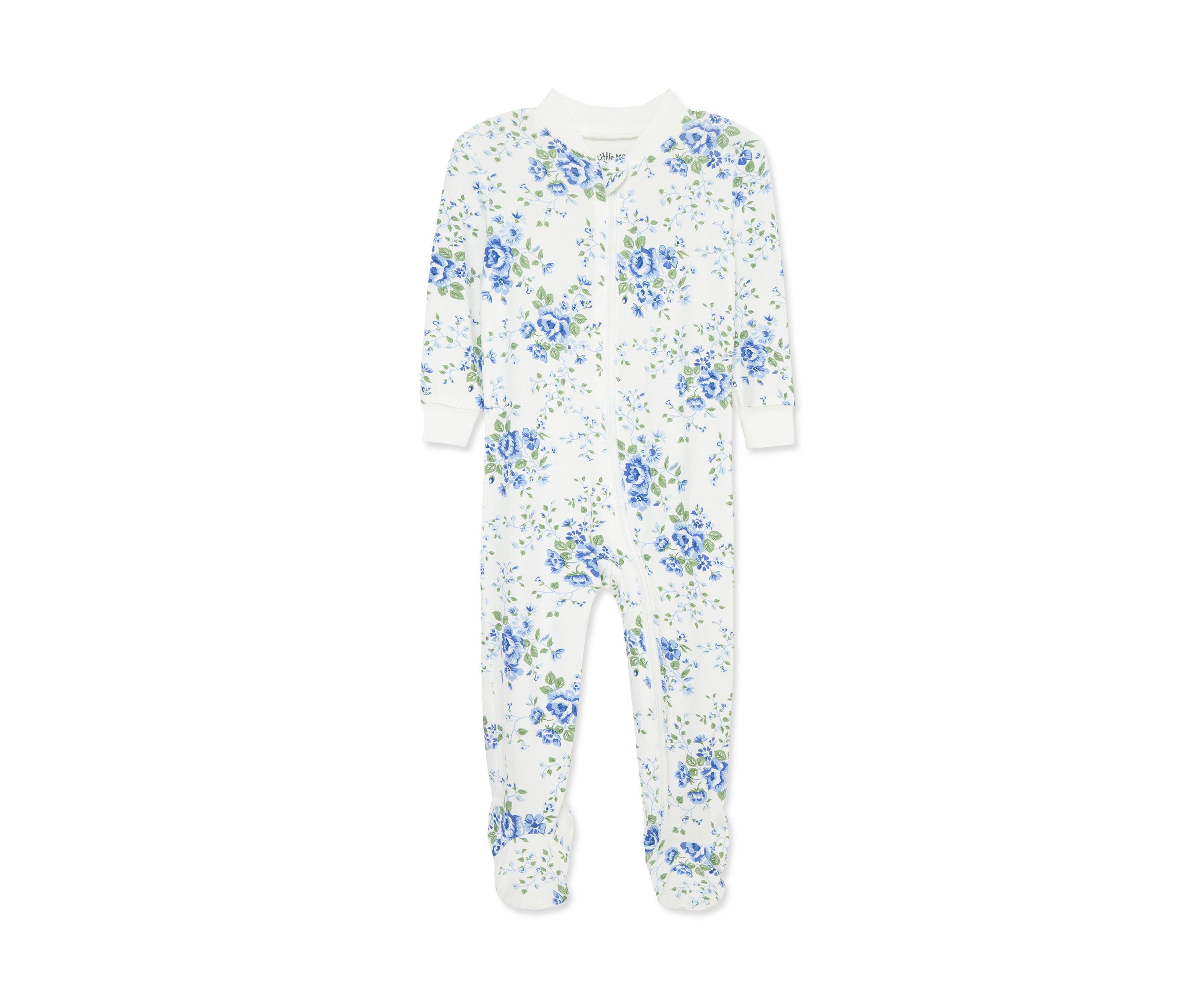 Baby Girls Toile Zip Front Footie Pajamas