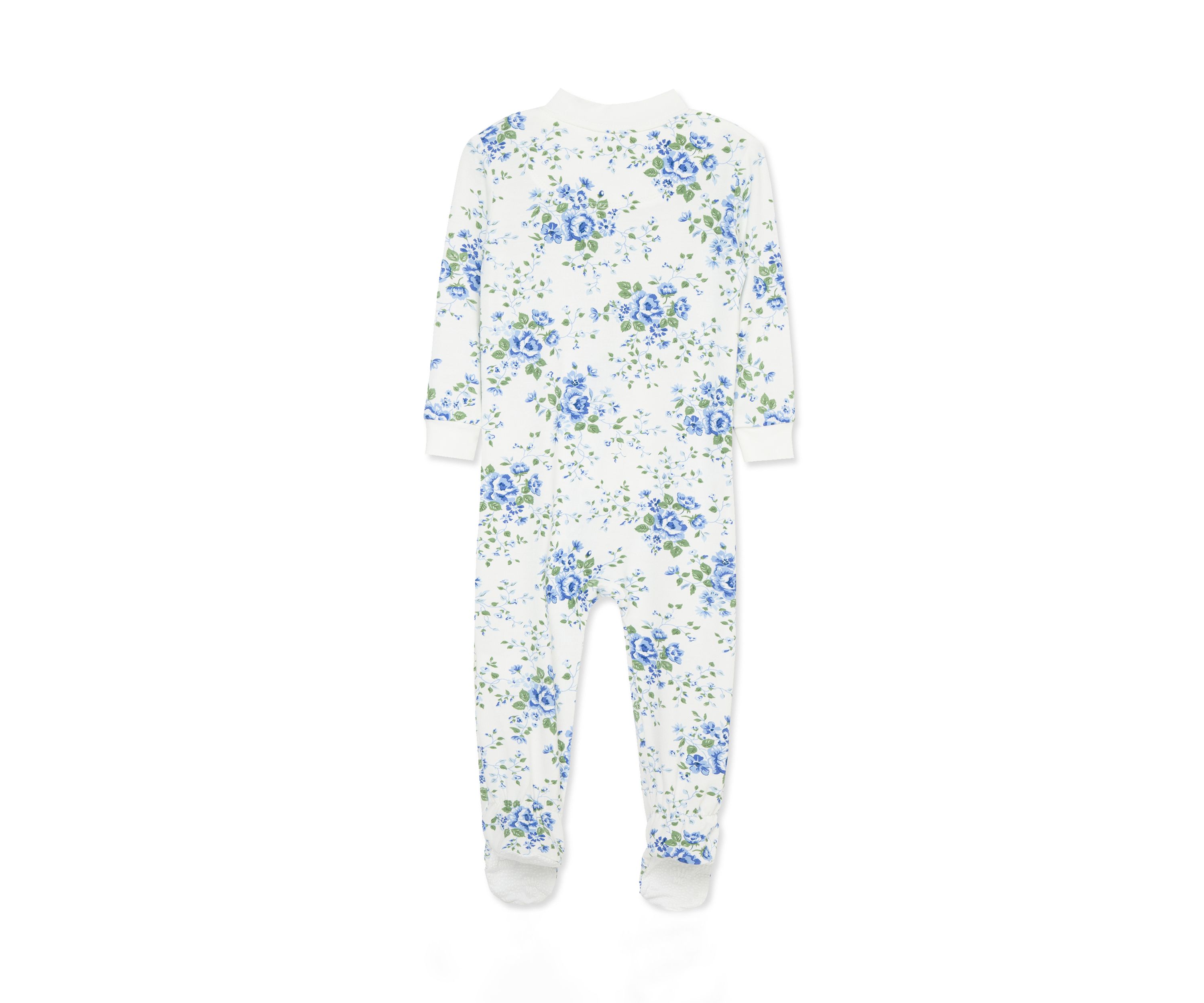 Baby Girls Toile Zip Front Footie Pajamas