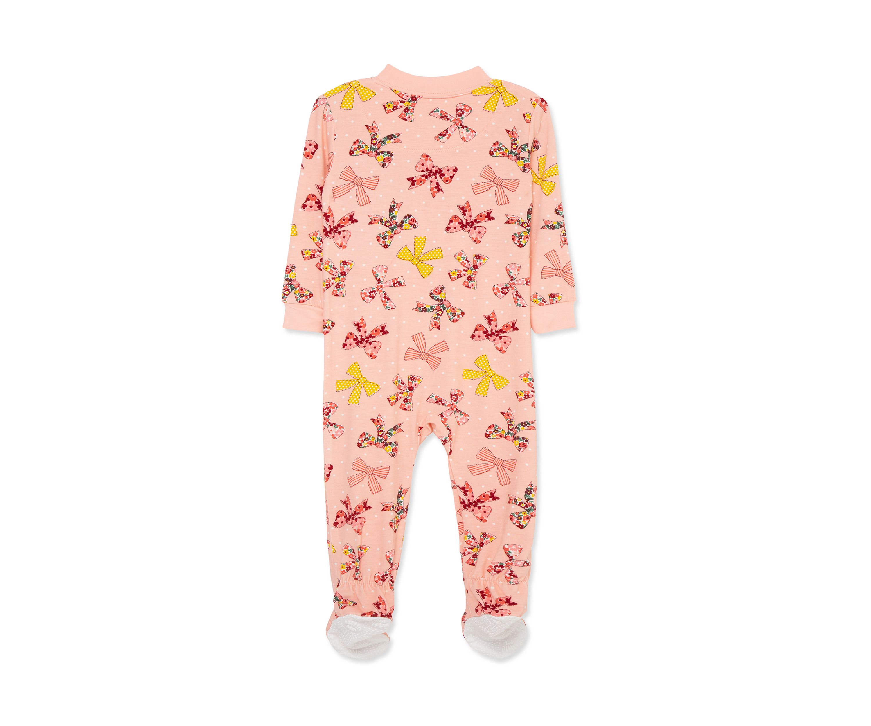 Baby Girls Bow Zip Front Footie Pajamas