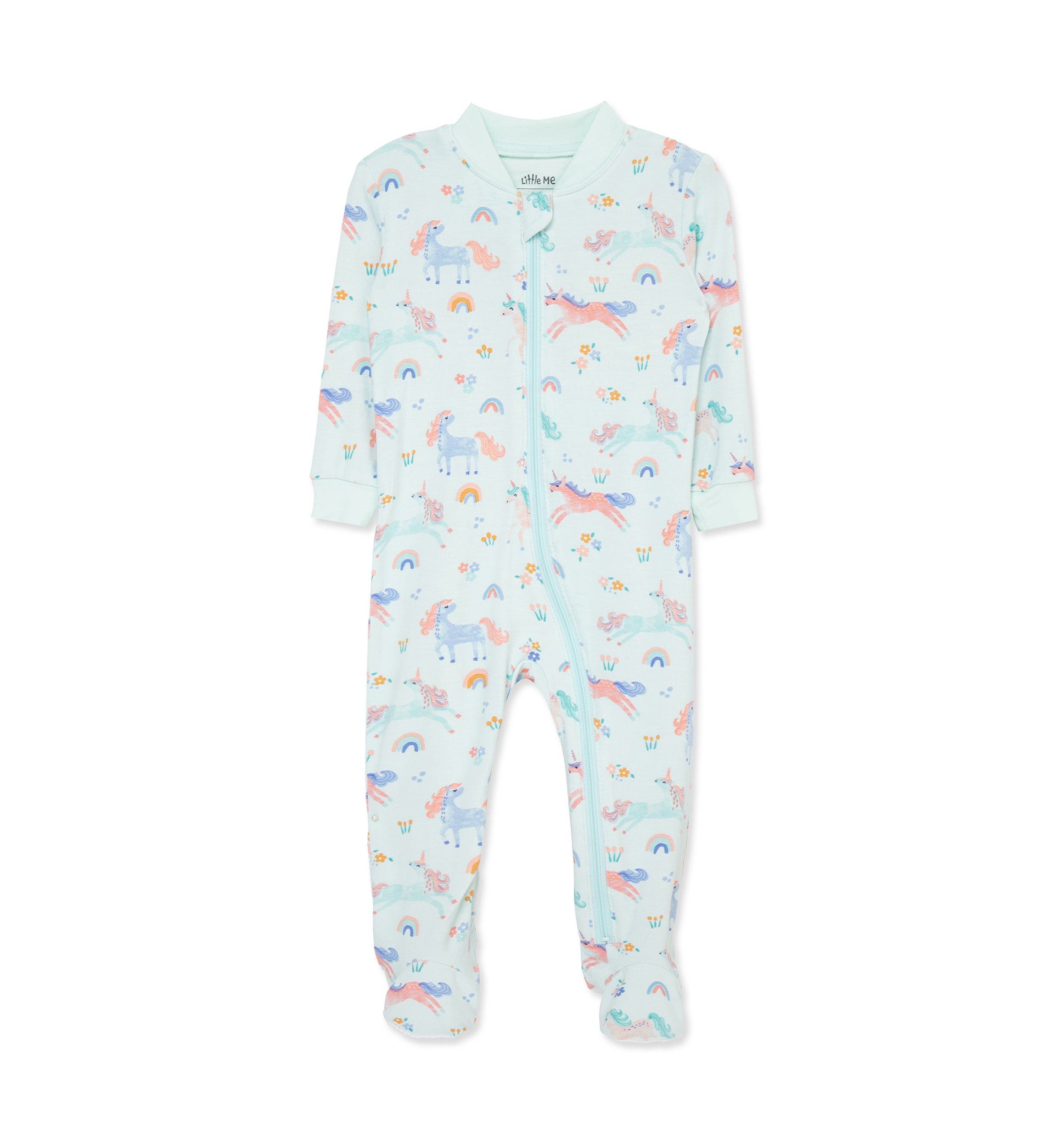 Unicorn Zip Front Footie Pajamas