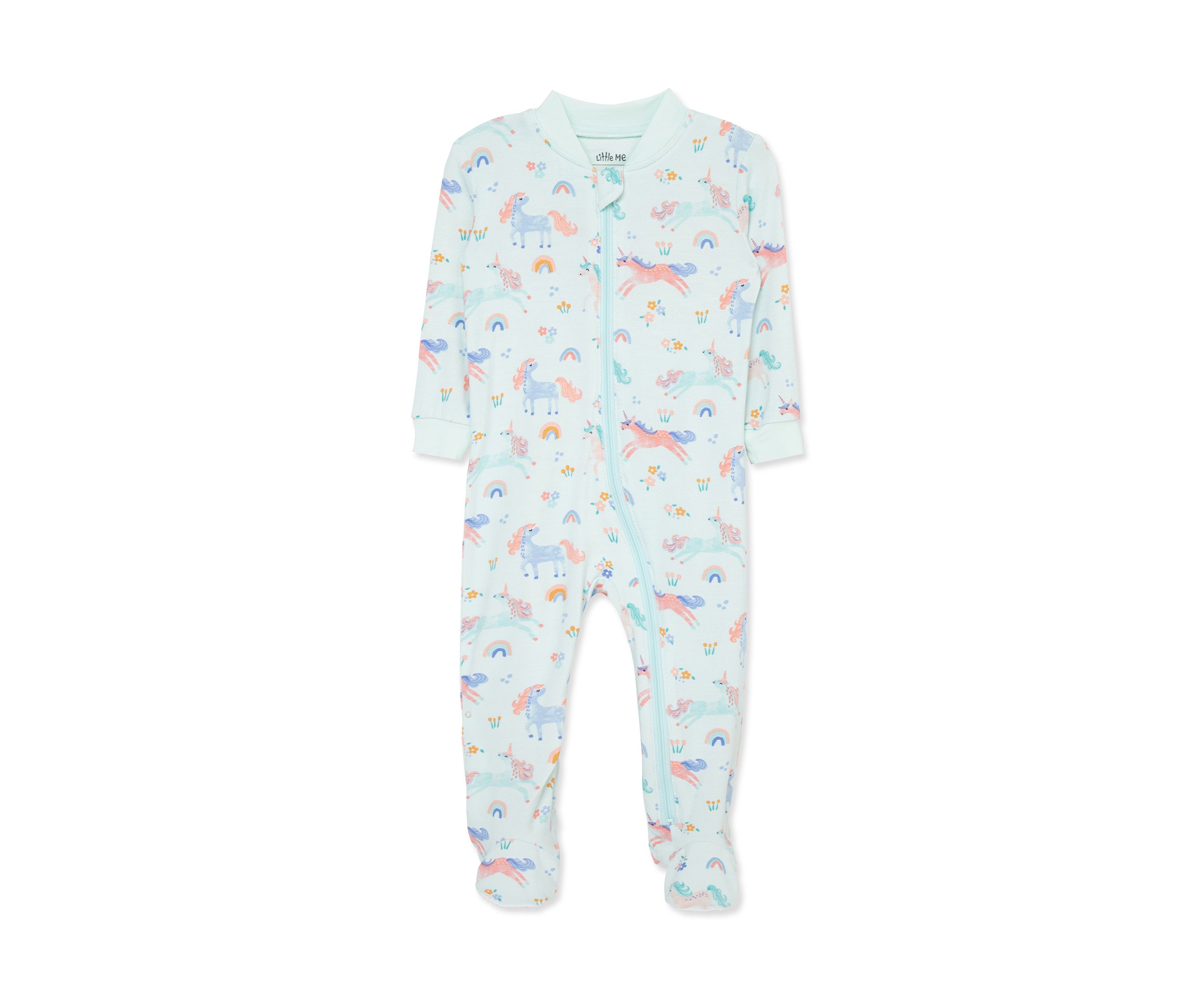 Unicorn Zip Front Footie Pajamas