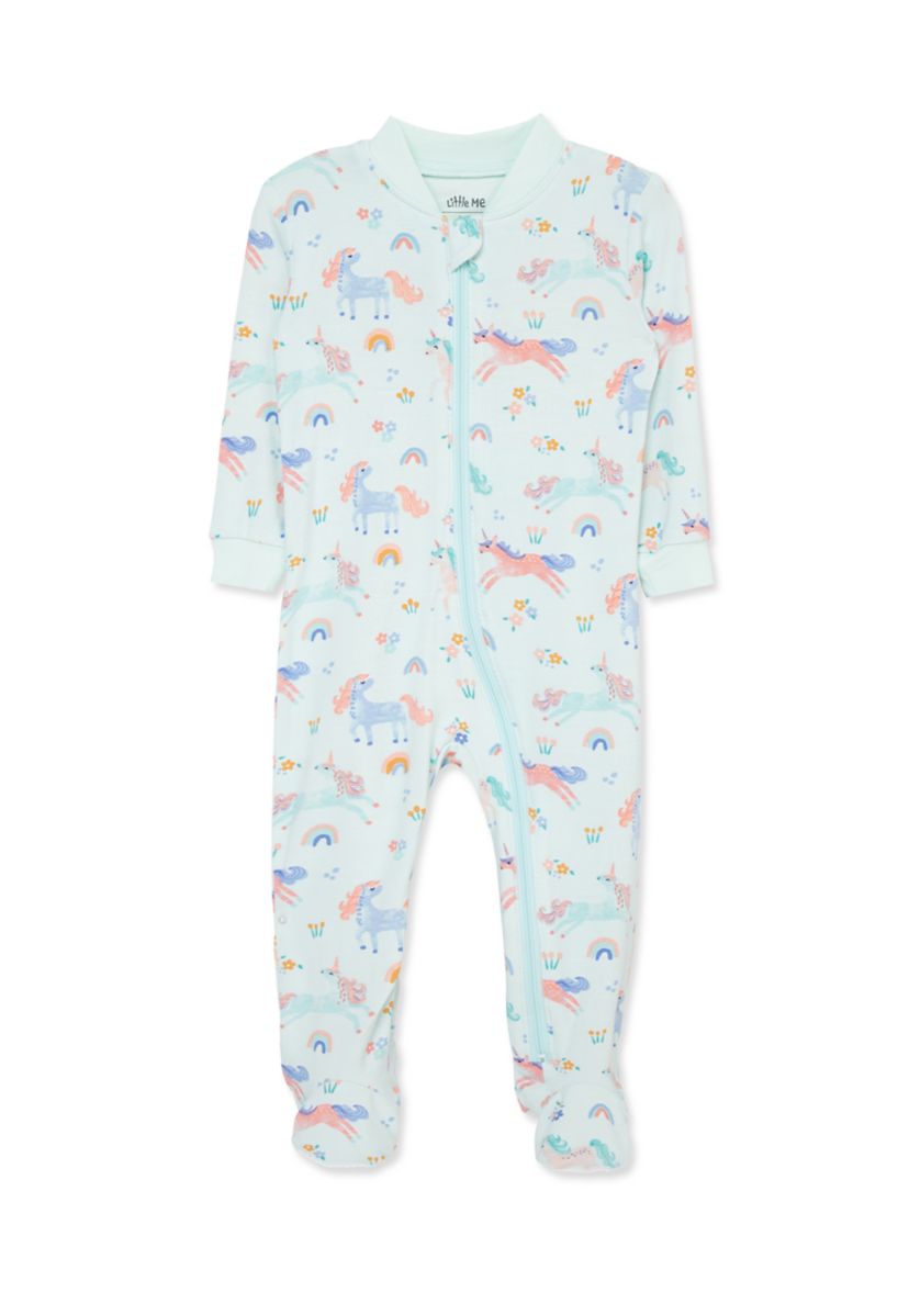 Unicorn Zip Front Footie Pajamas