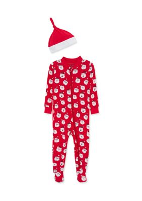 Little Me Kids Santa Zip Front Footie with Hat