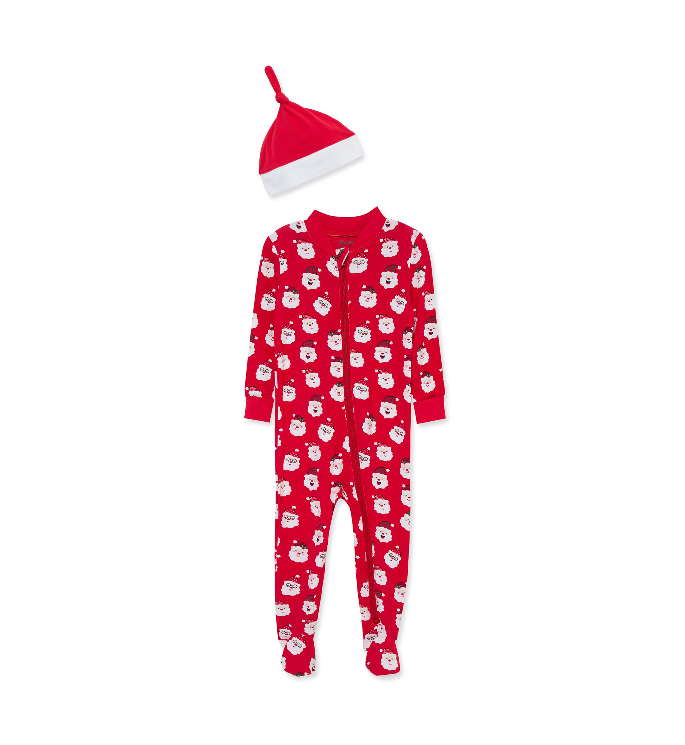 Santa Zip Front Footie with Hat