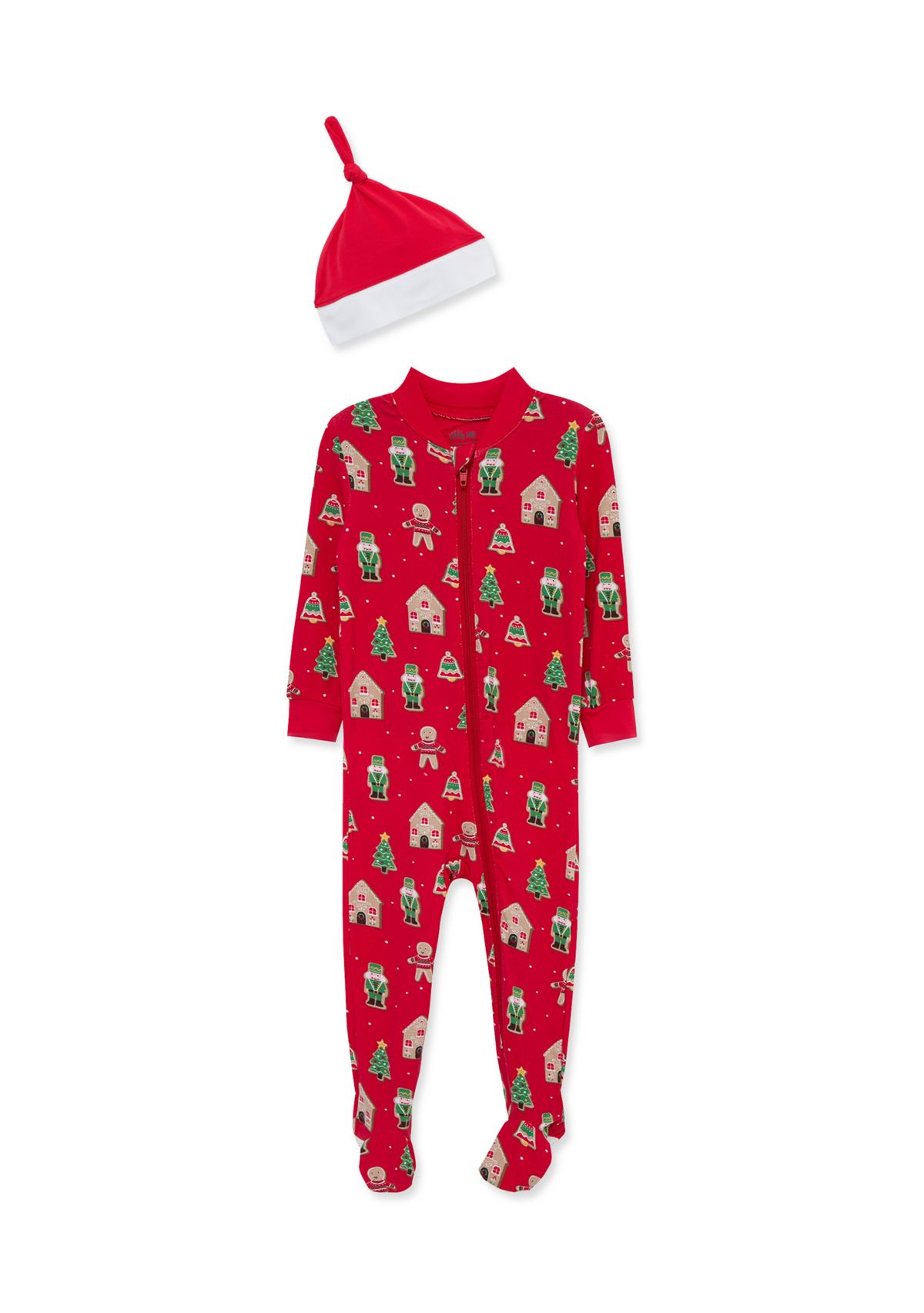 Baby Boys Gingerbread Zip Front Footie with Hat