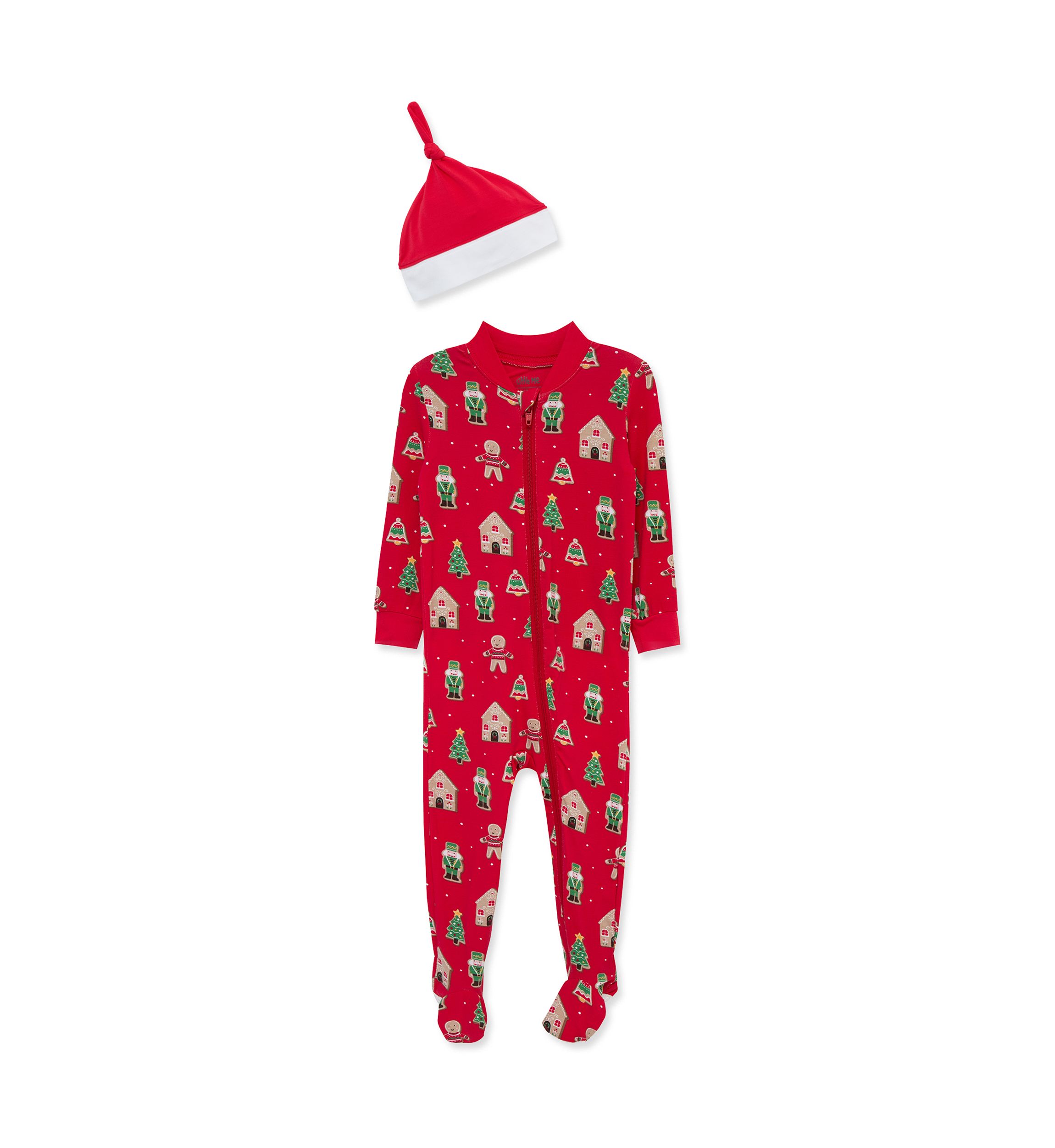 Baby Boys Gingerbread Zip Front Footie with Hat
